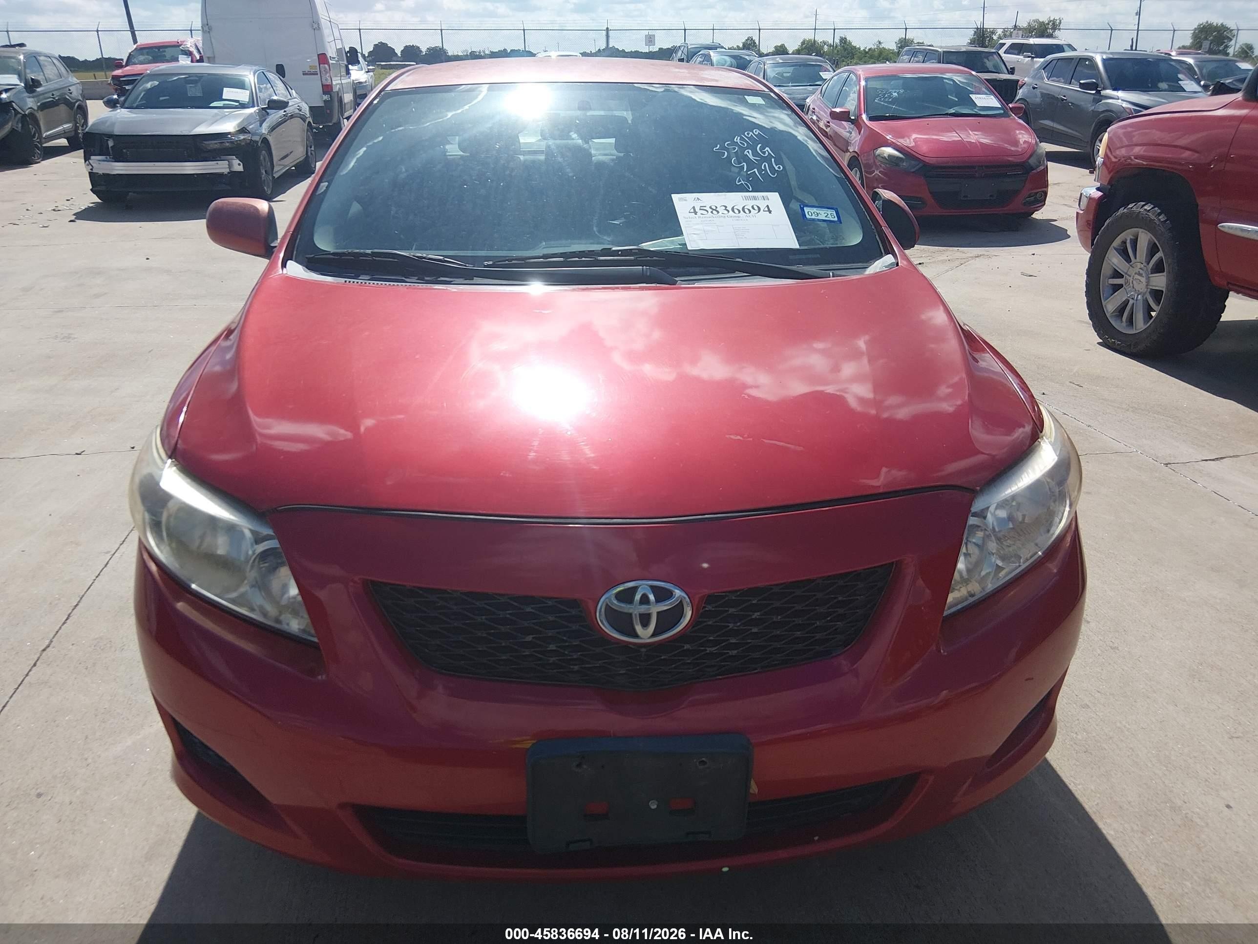 2010 Toyota Corolla Le Red vin: 1NXBU4EE7AZ256246