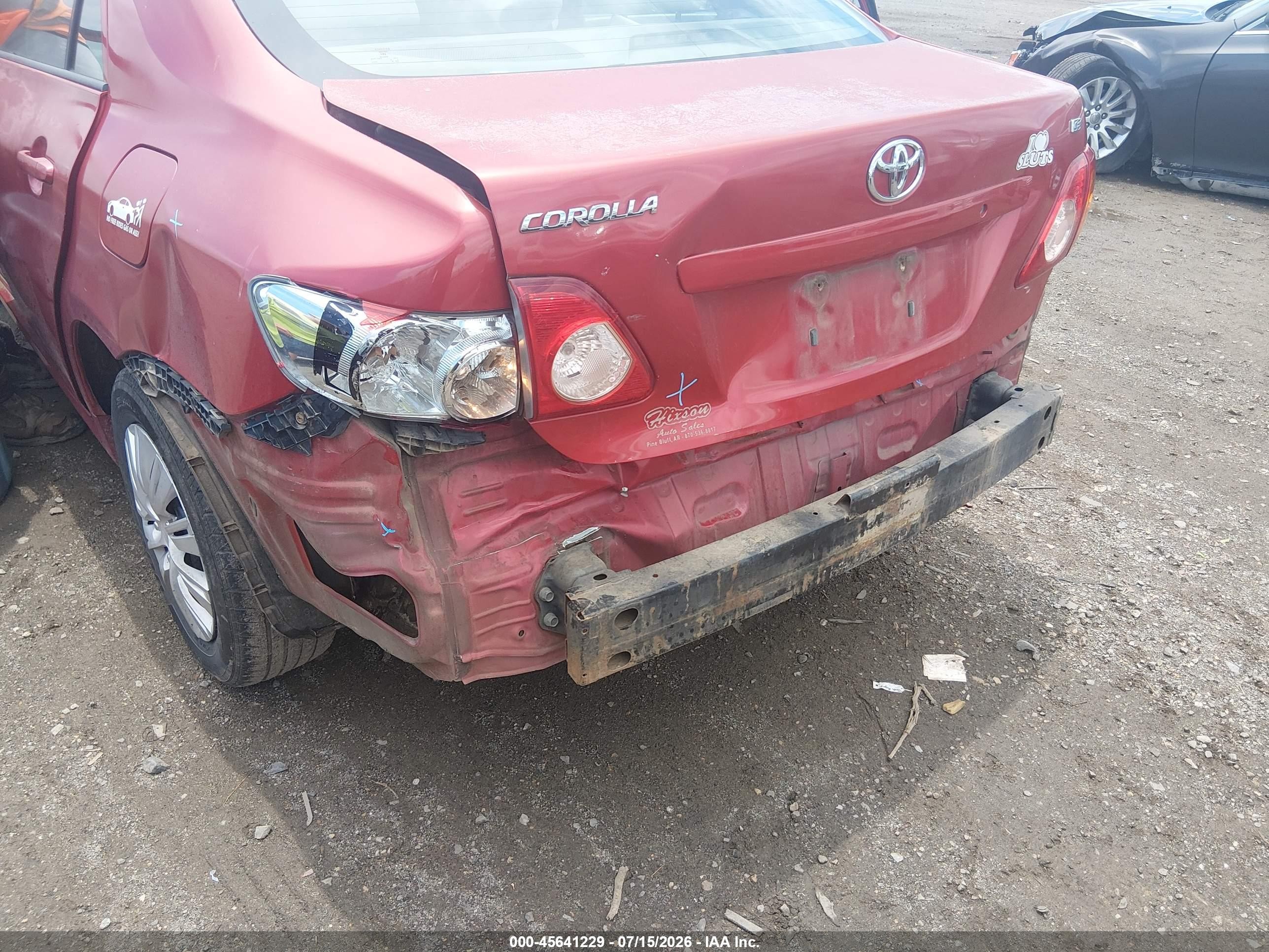 2010 Toyota Corolla Le Red vin: 1NXBU4EE7AZ304280
