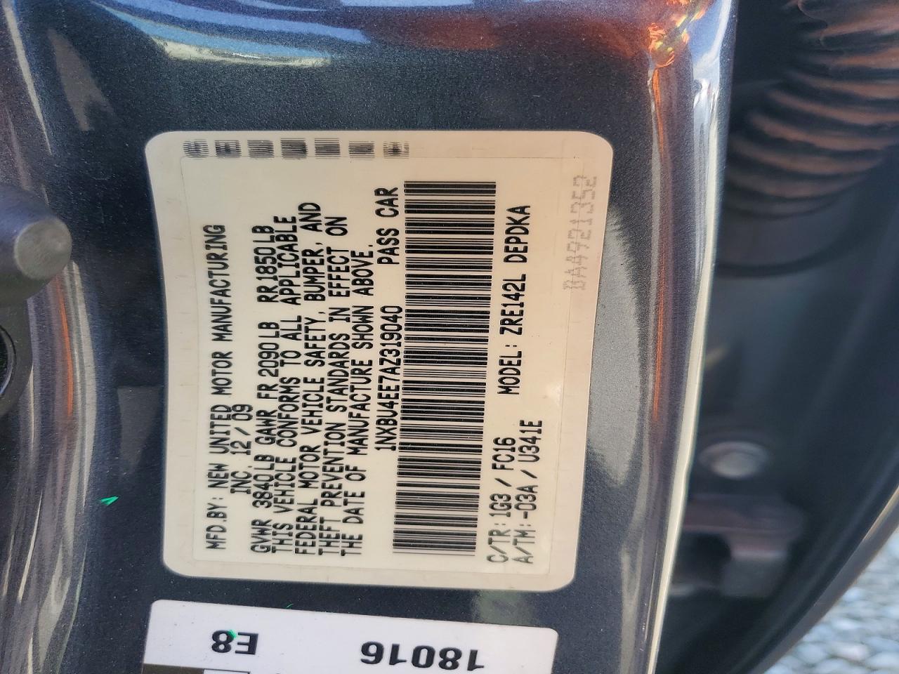 2010 Toyota Corolla Le Gray vin: 1NXBU4EE7AZ319040