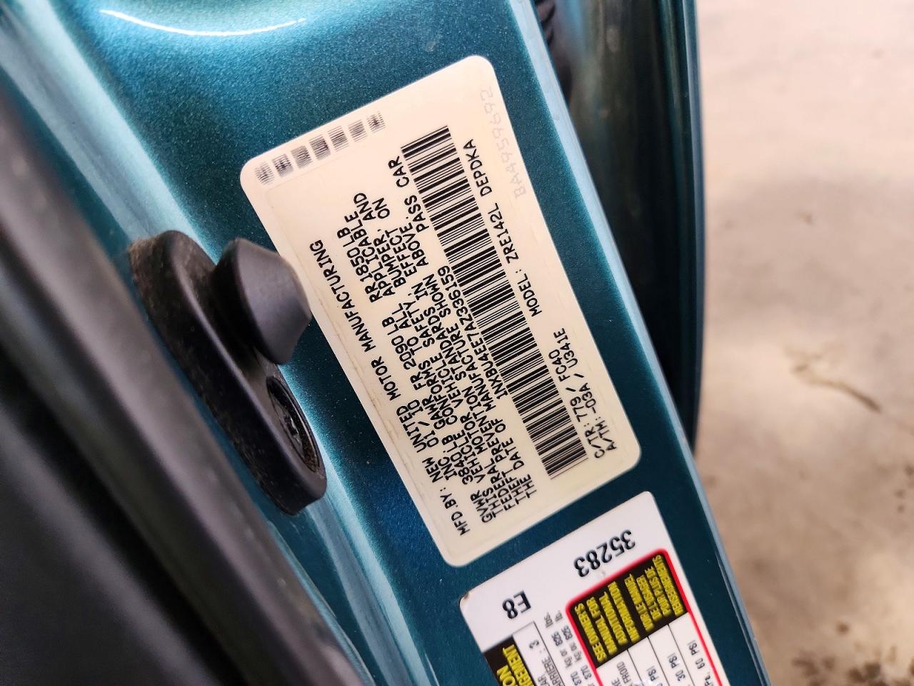 2010 Toyota Corolla Le Teal vin: 1NXBU4EE7AZ336159
