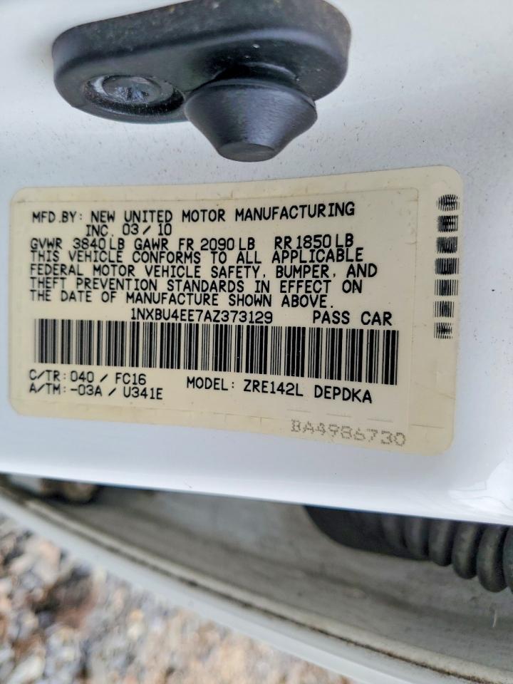 2010 Toyota Corolla Le White vin: 1NXBU4EE7AZ373129