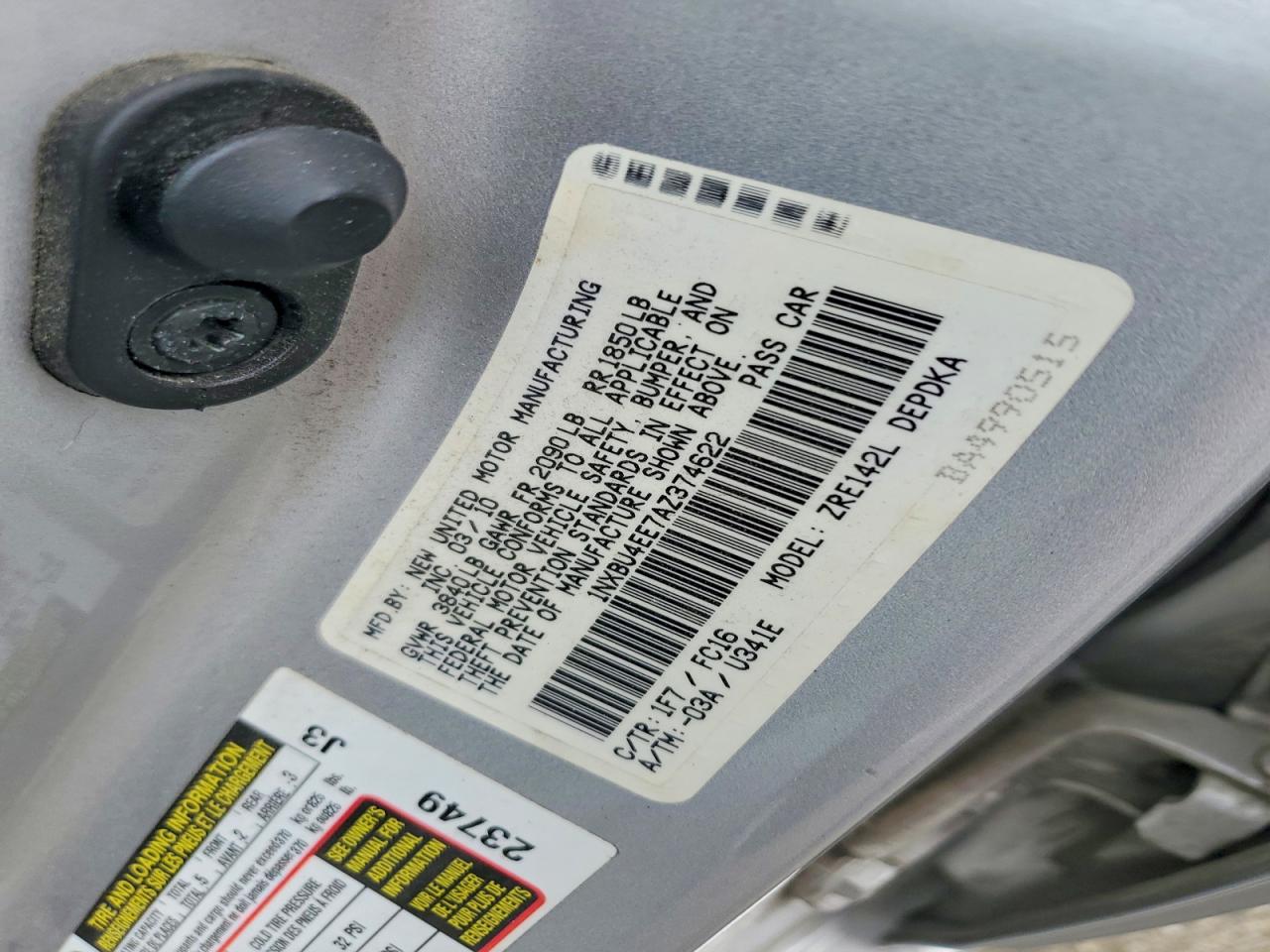 2010 Toyota Corolla Le Серебряный vin: 1NXBU4EE7AZ374622