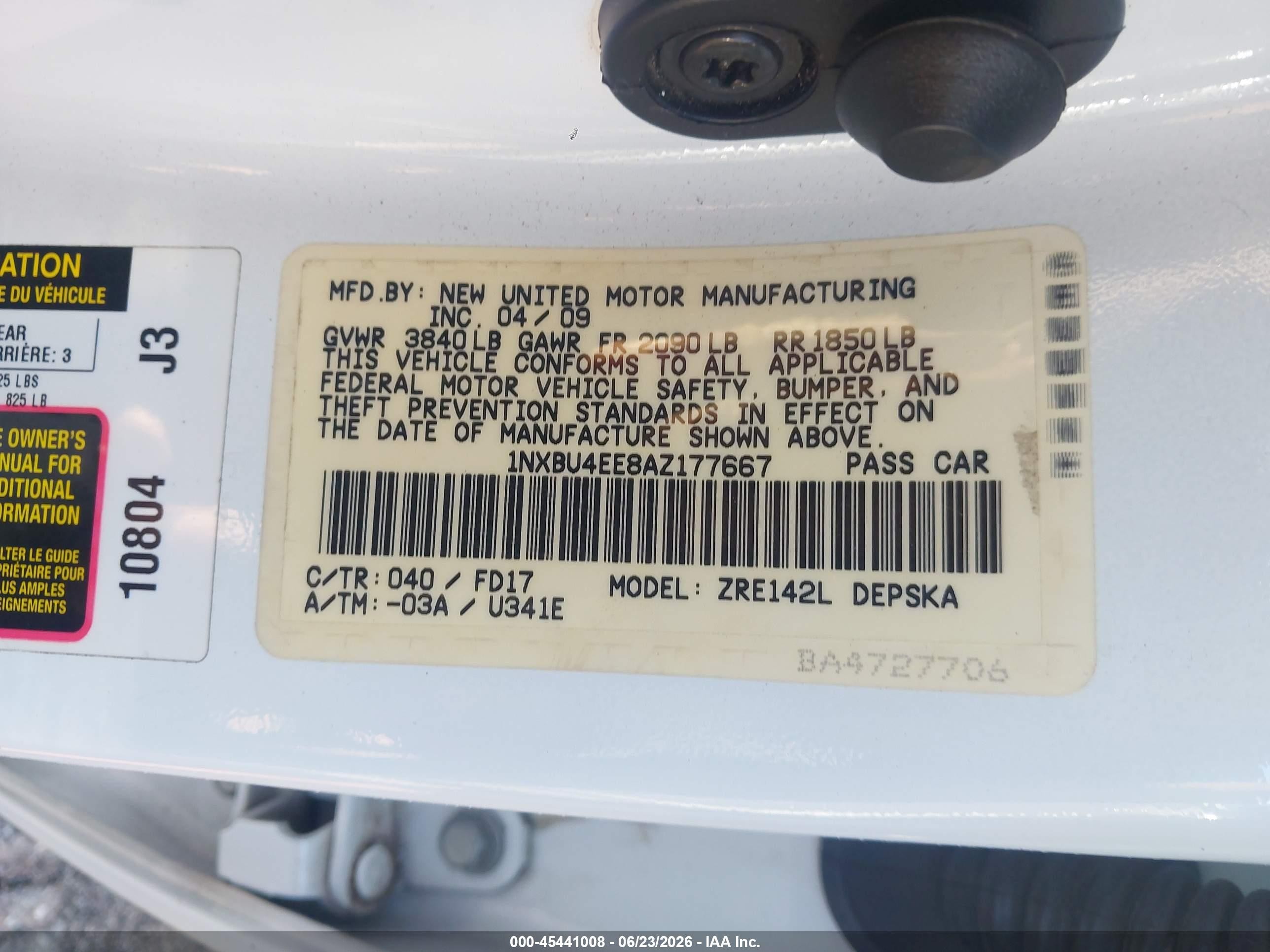 2010 Toyota Corolla S White vin: 1NXBU4EE8AZ177667