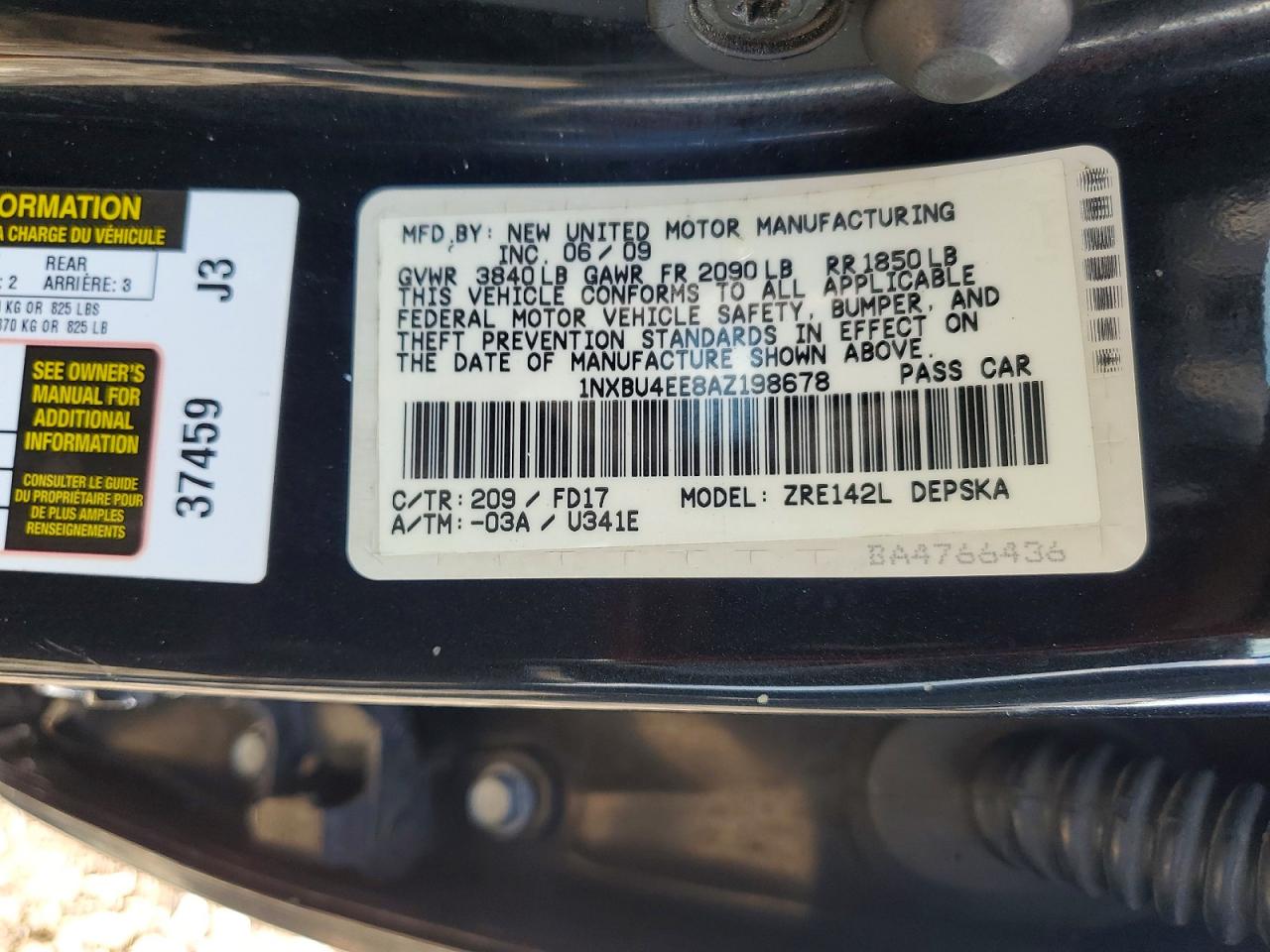 2010 Toyota Corolla S Black vin: 1NXBU4EE8AZ198678