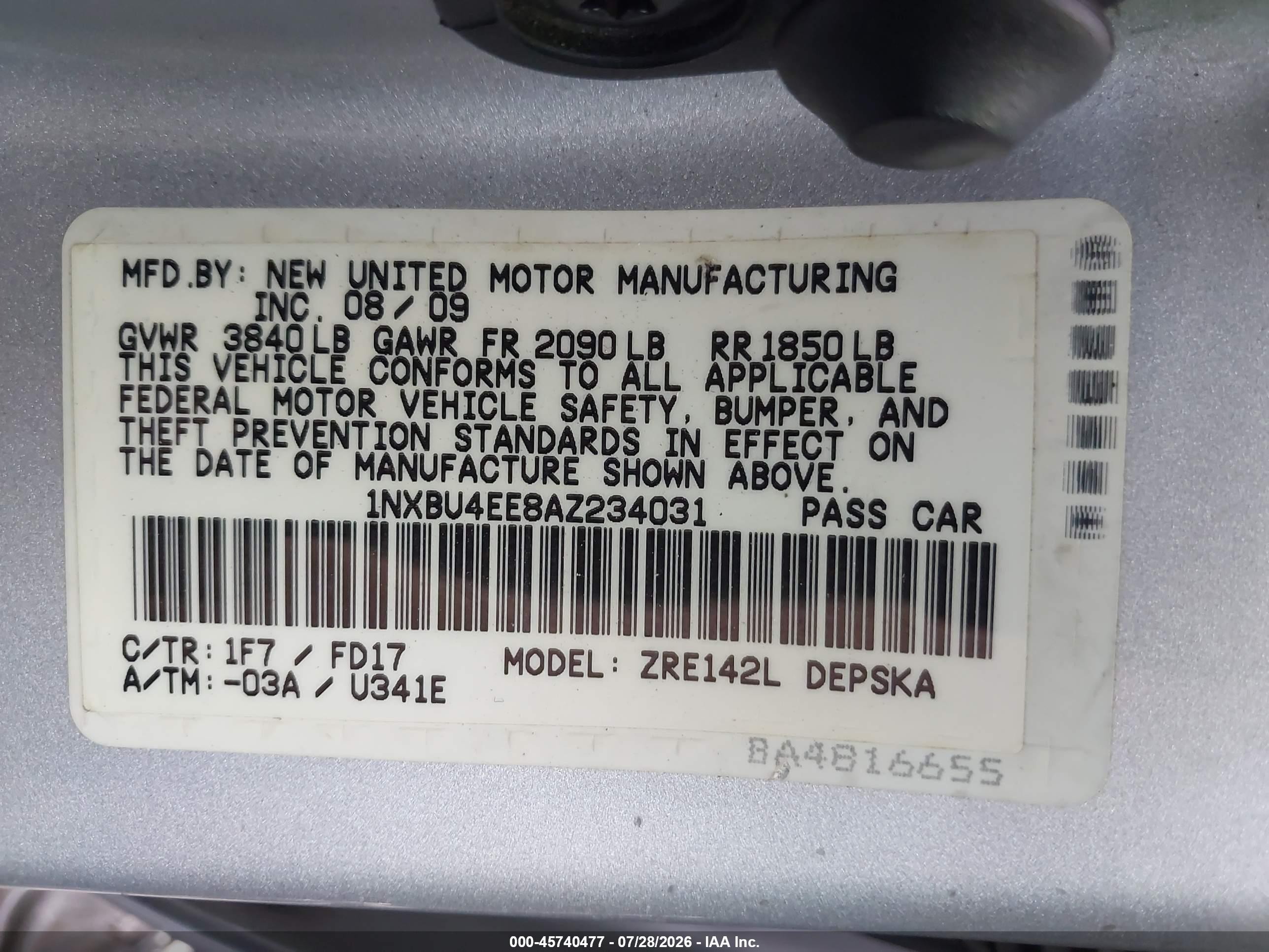 2010 Toyota Corolla S Silver vin: 1NXBU4EE8AZ234031
