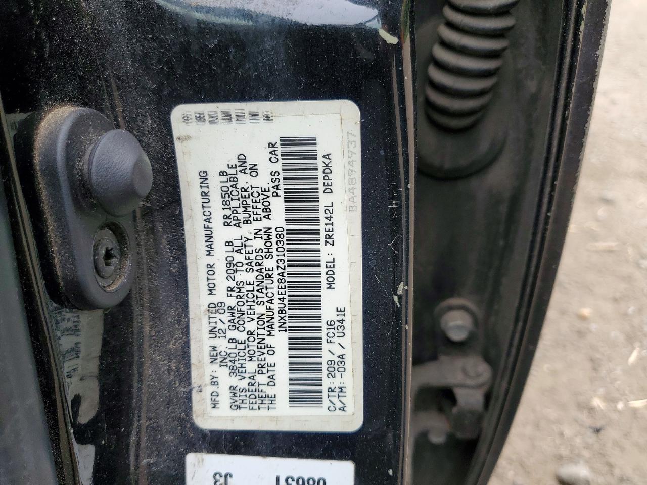 2010 Toyota Corolla Le Black vin: 1NXBU4EE8AZ310380