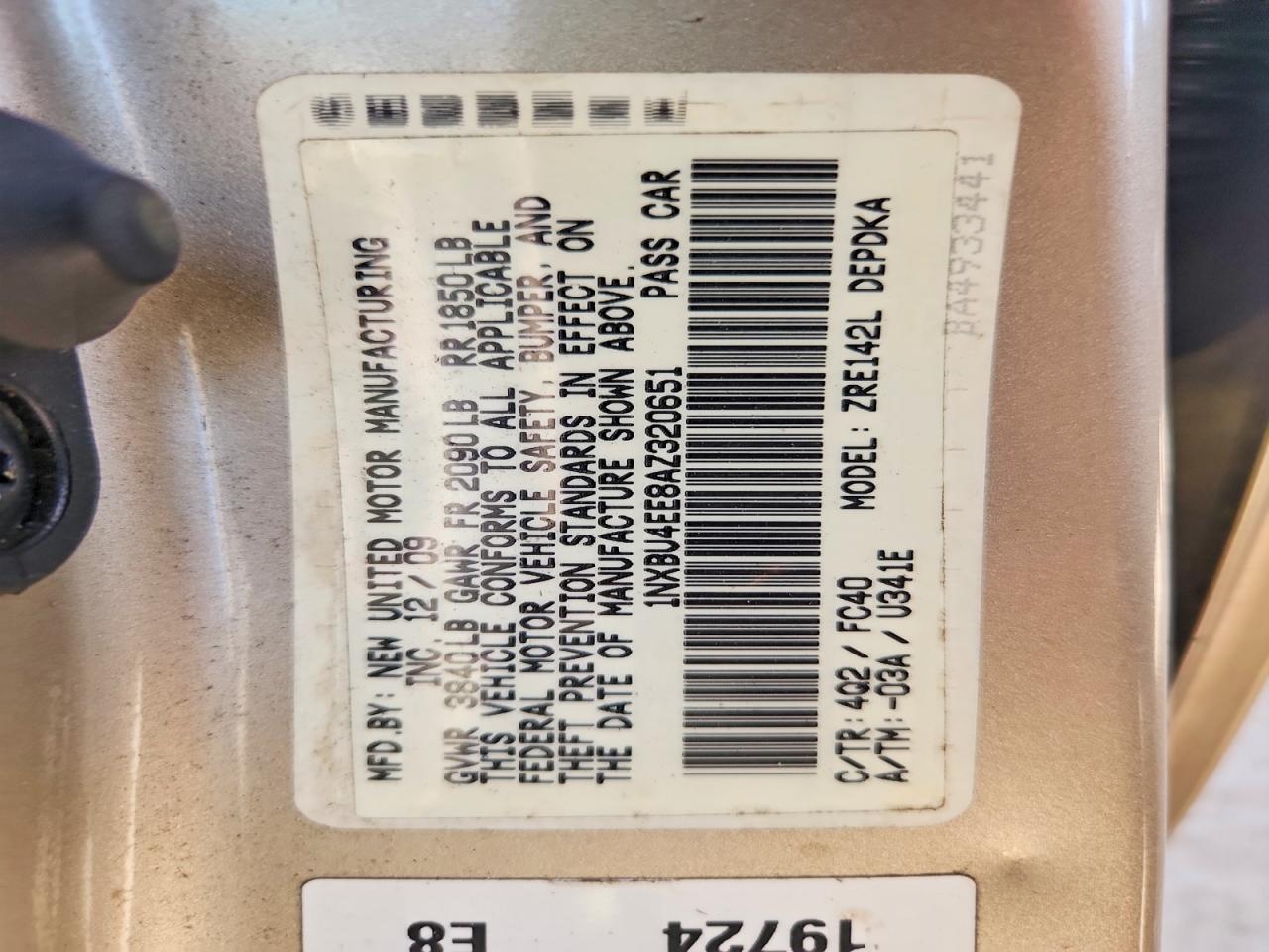 2010 Toyota Corolla Le Желто-коричневый vin: 1NXBU4EE8AZ320651