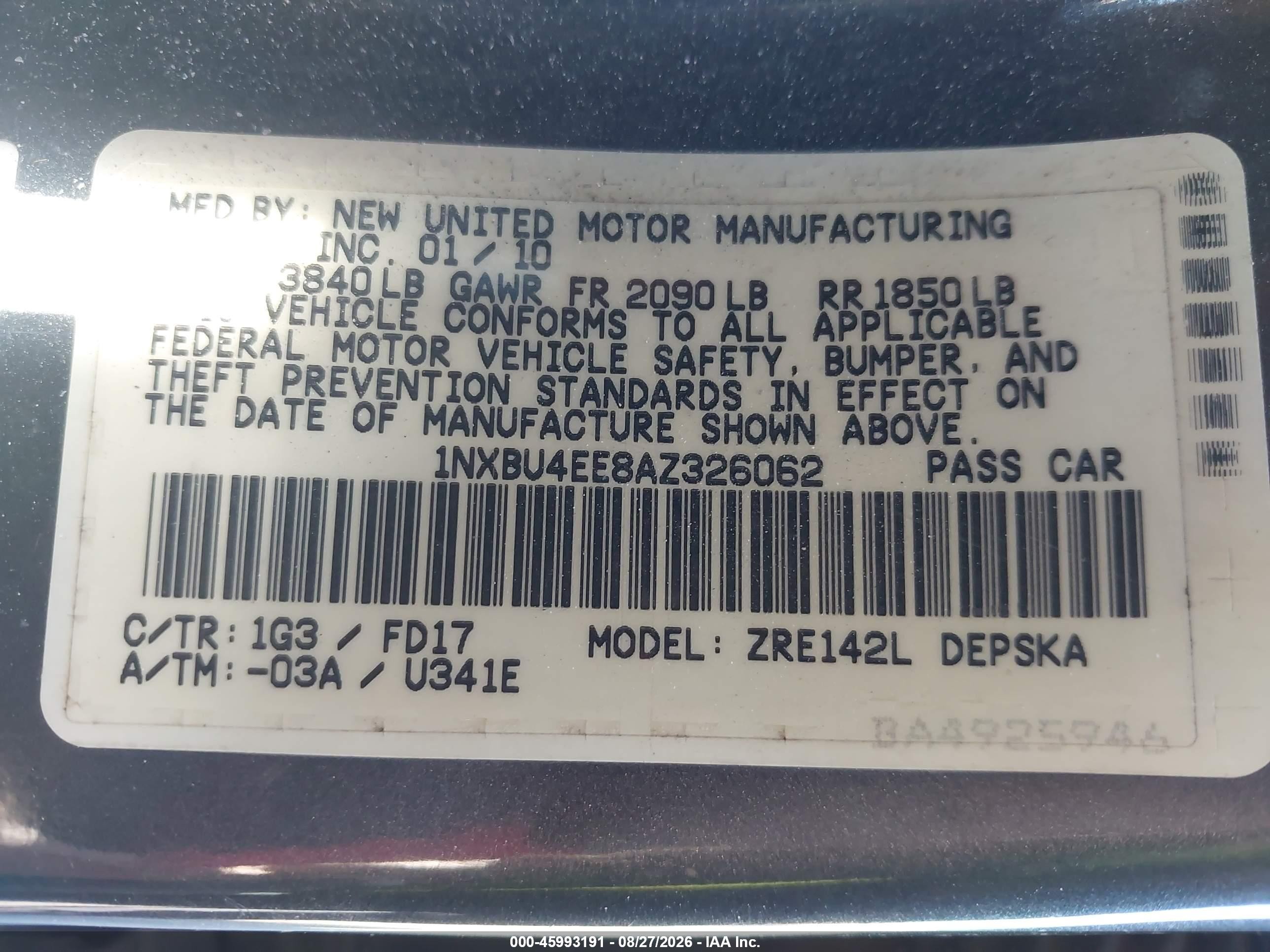 2010 Toyota Corolla S Gray vin: 1NXBU4EE8AZ326062