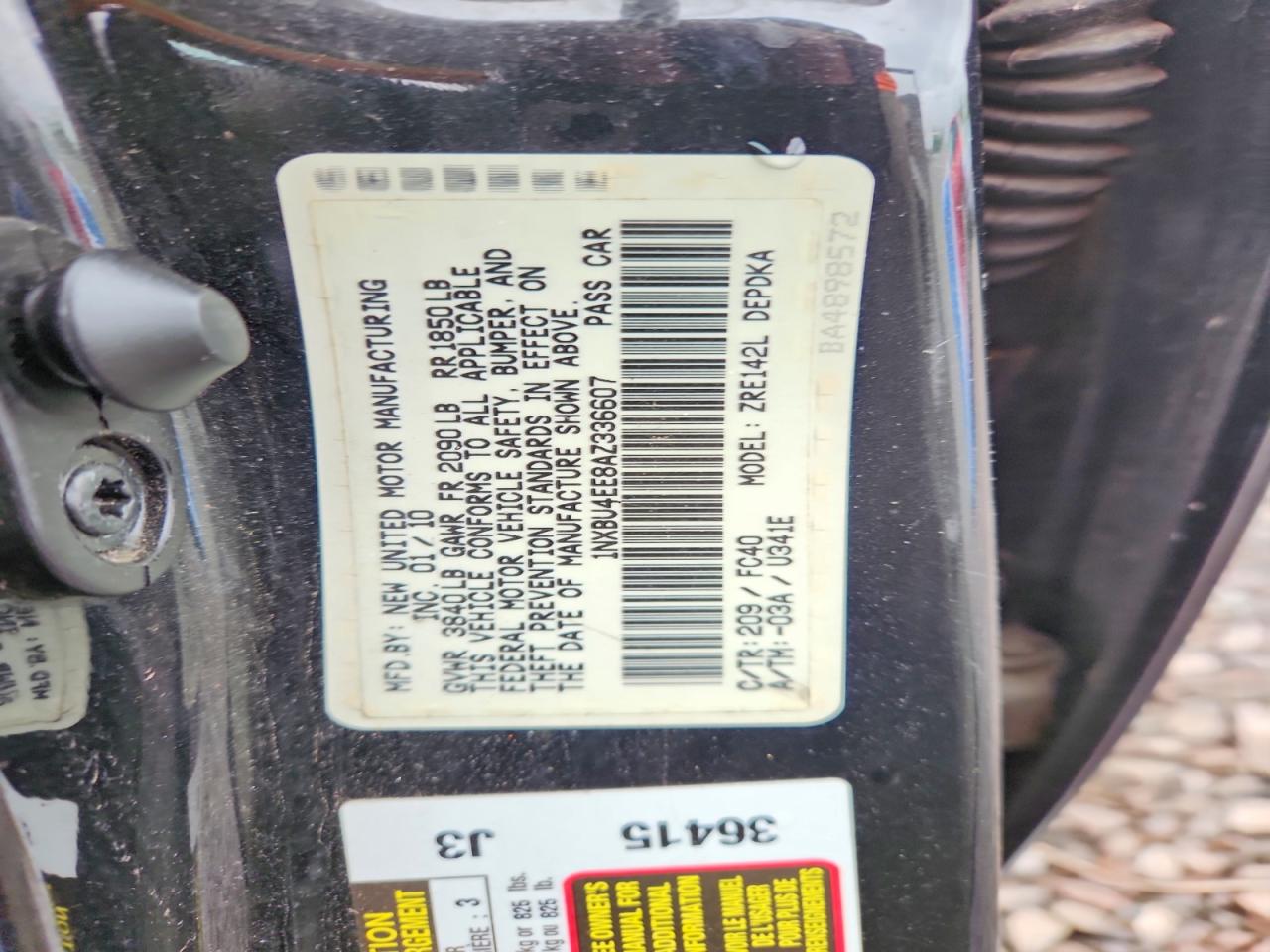 2010 Toyota Corolla Le Plus/le Premium Black vin: 1NXBU4EE8AZ336607
