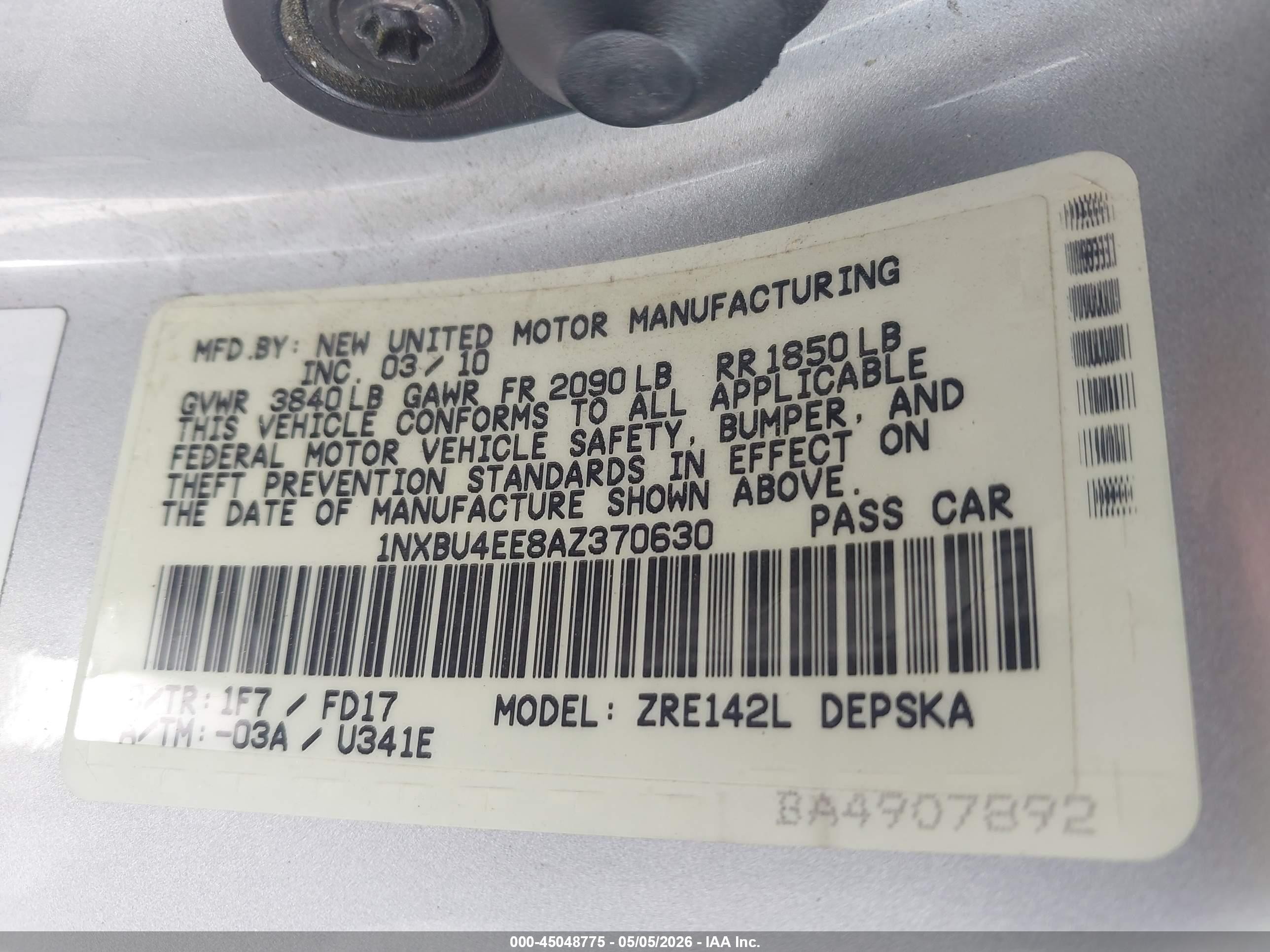 2010 Toyota Corolla S Серебряный vin: 1NXBU4EE8AZ370630