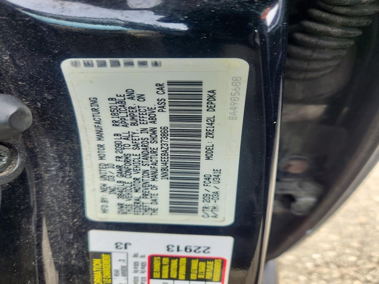 2010 Toyota Corolla Le Black vin: 1NXBU4EE8AZ373866