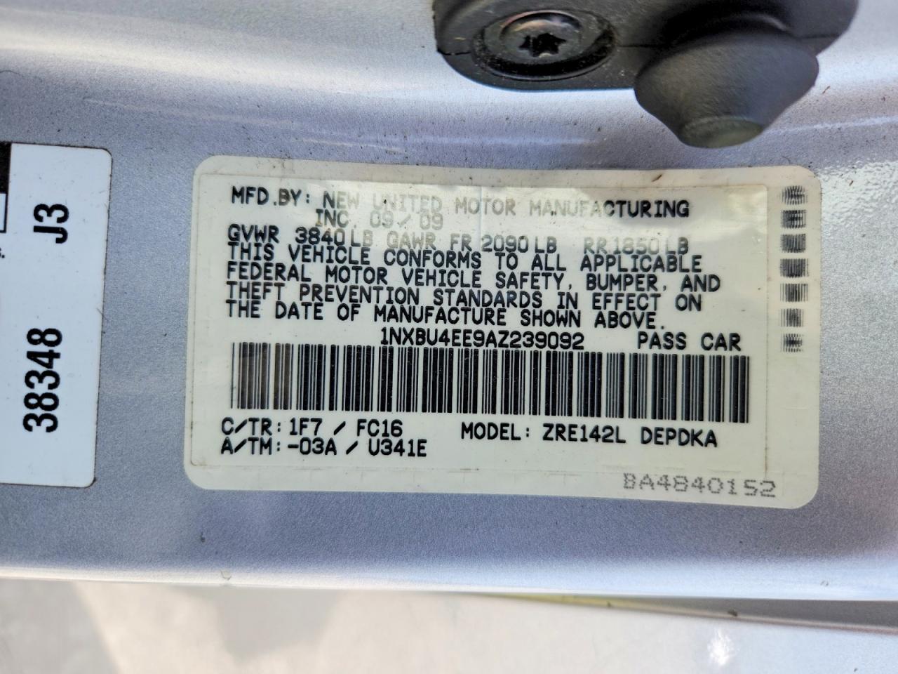 2010 Toyota Corolla Le Silver vin: 1NXBU4EE9AZ239092