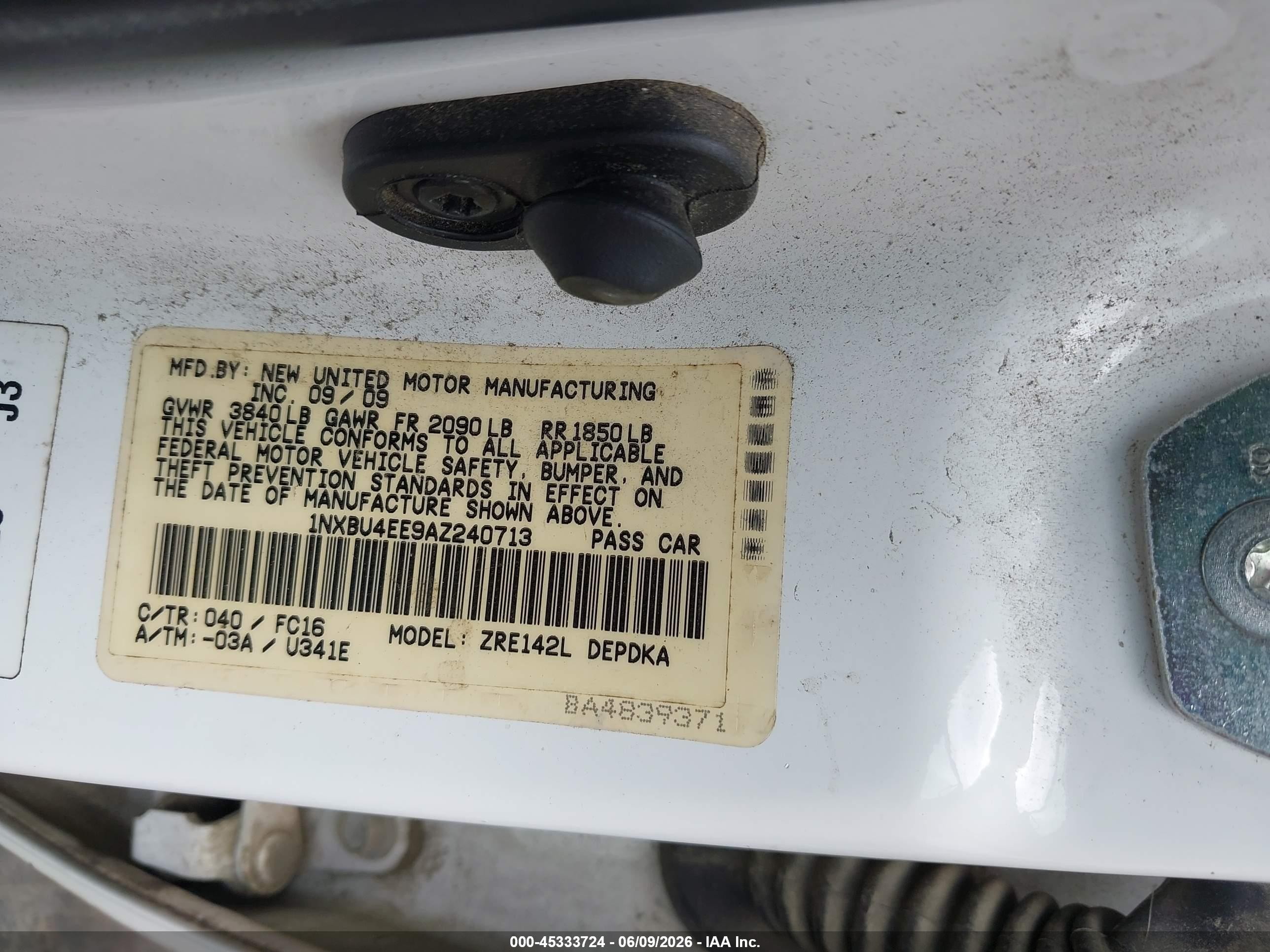 2010 Toyota Corolla Le White vin: 1NXBU4EE9AZ240713