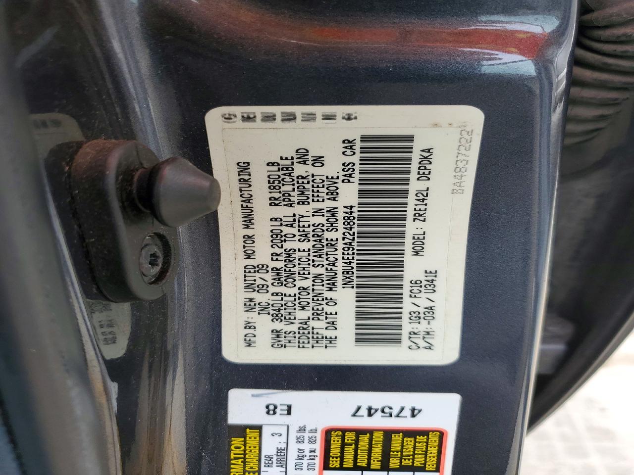 2010 Toyota Corolla Le Gray vin: 1NXBU4EE9AZ248844