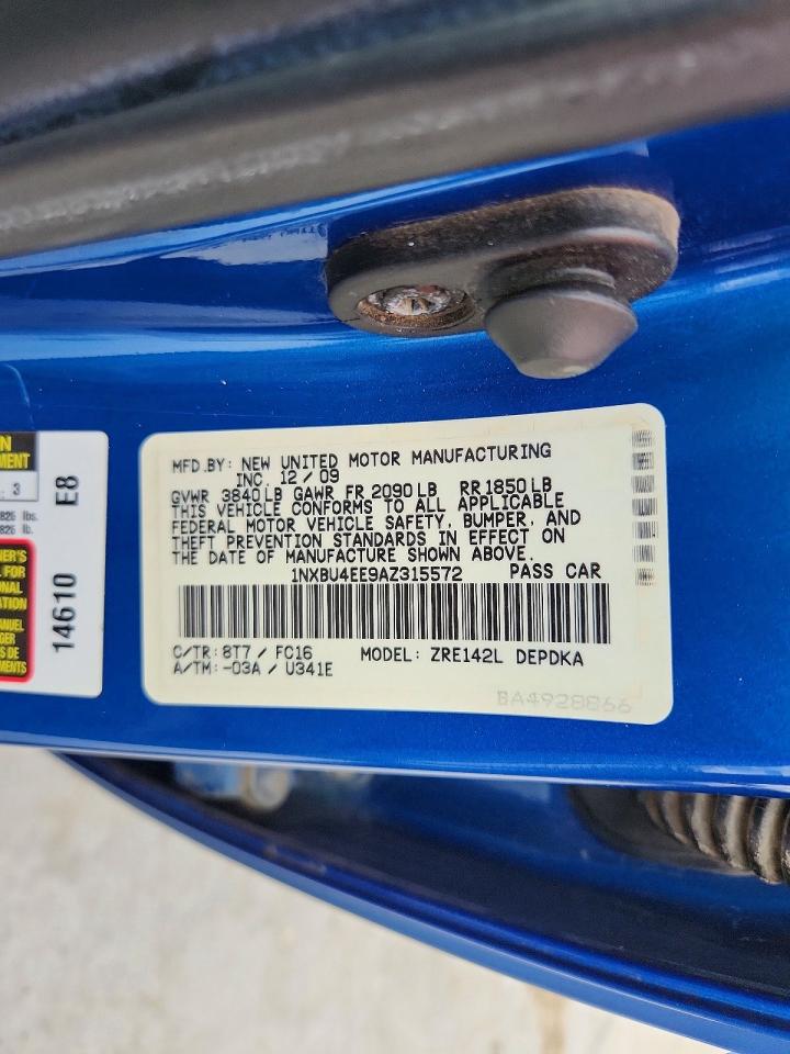 2010 Toyota Corolla Le Blue vin: 1NXBU4EE9AZ315572