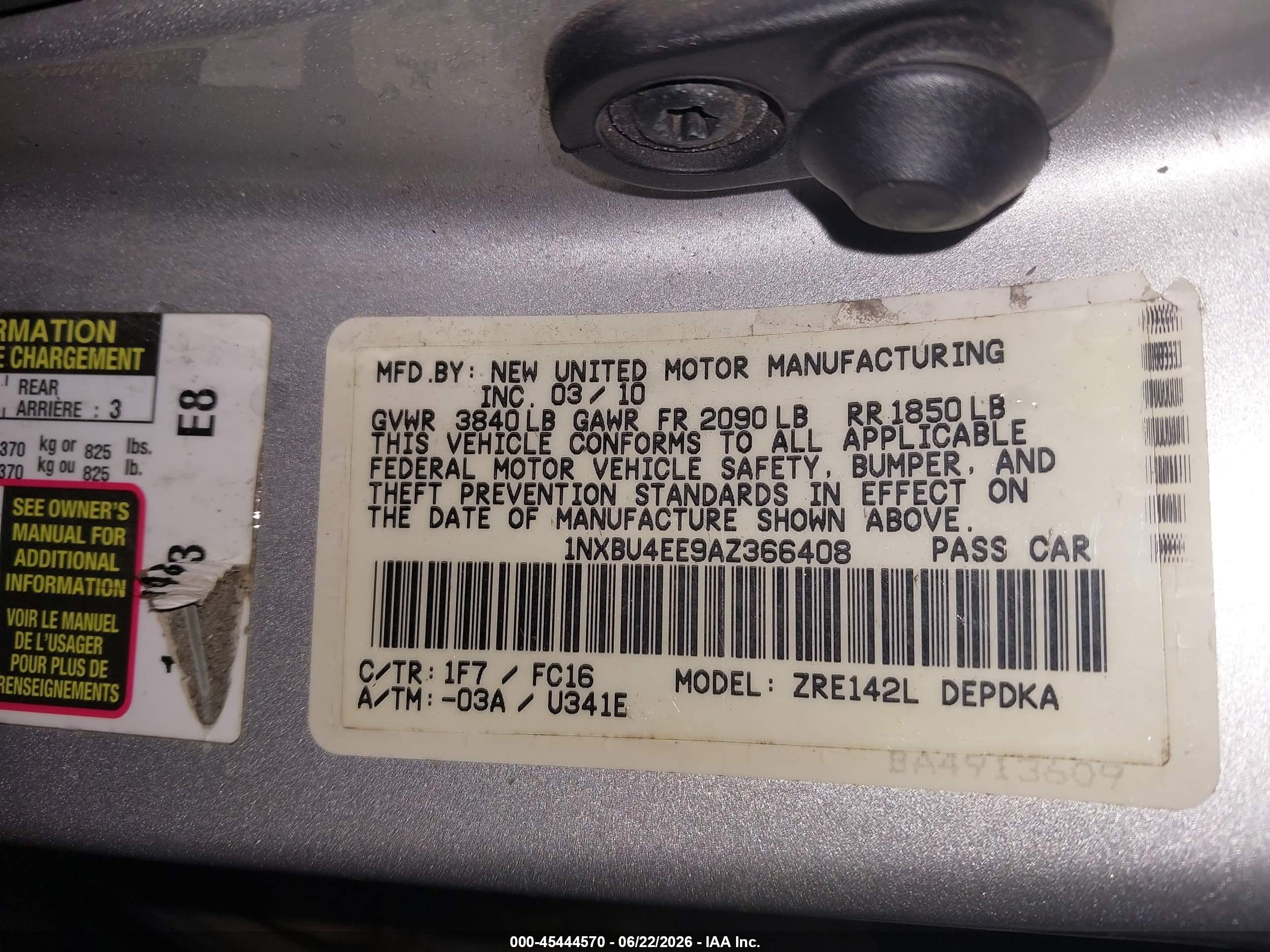 2010 Toyota Corolla Le Серебряный vin: 1NXBU4EE9AZ366408