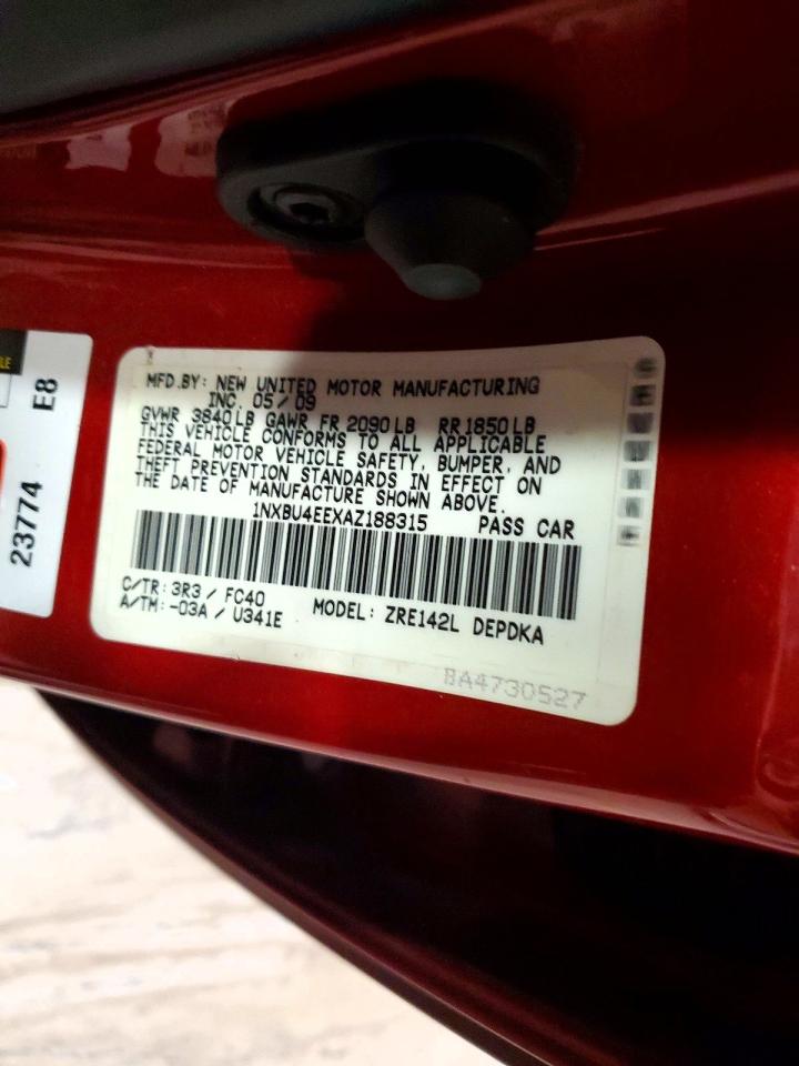 2010 Toyota Corolla Le Красный vin: 1NXBU4EEXAZ188315