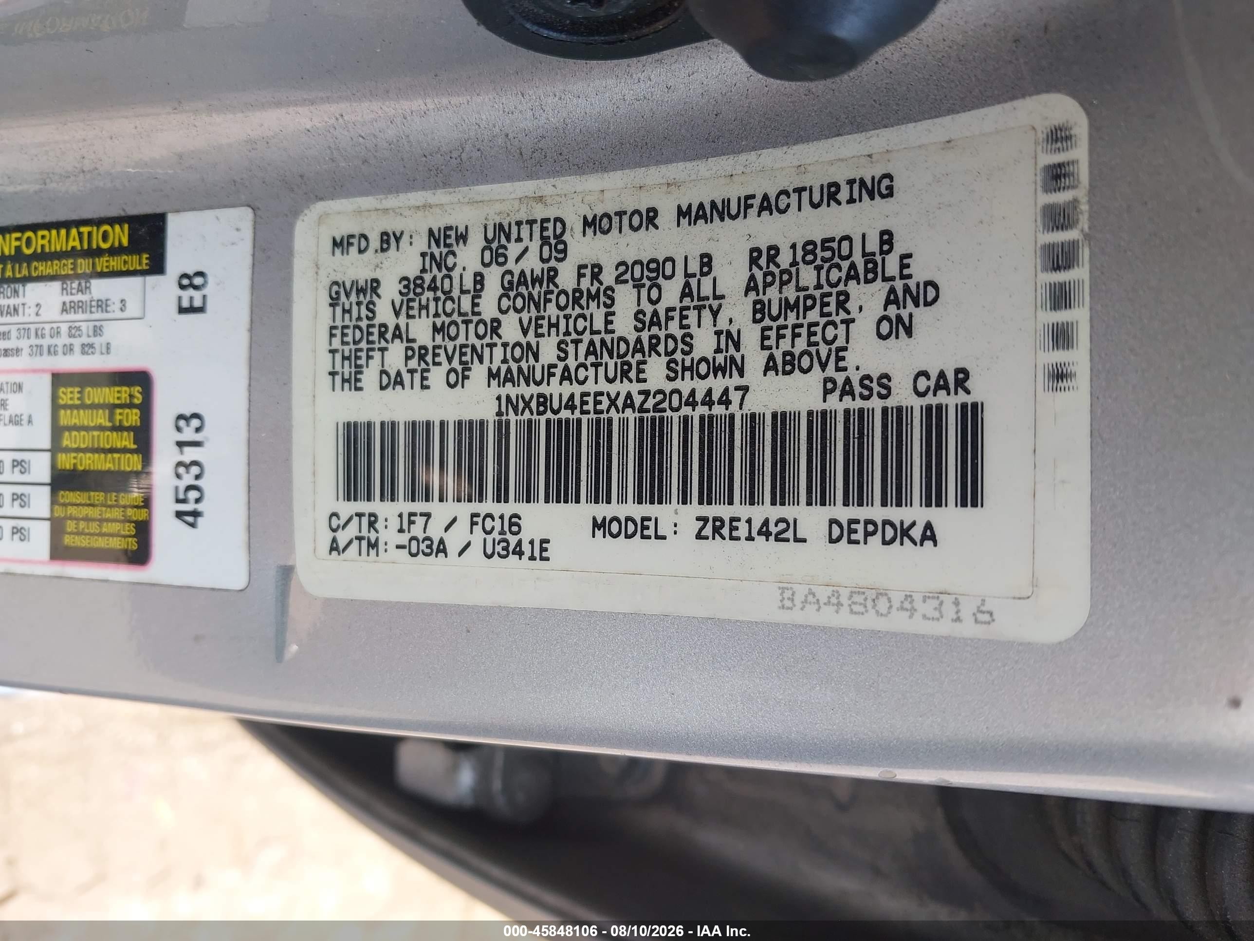 2010 Toyota Corolla S/le/xle Silver vin: 1NXBU4EEXAZ204447