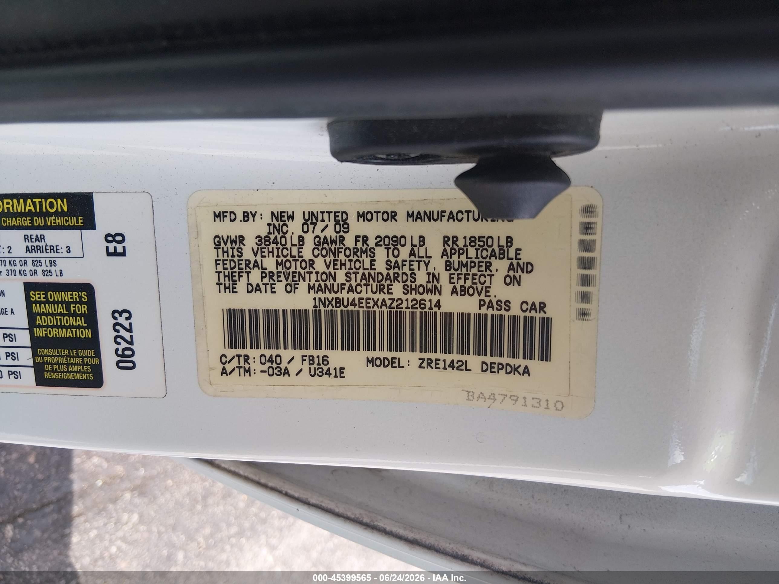 2010 Toyota Corolla S/le/xle Белый vin: 1NXBU4EEXAZ212614