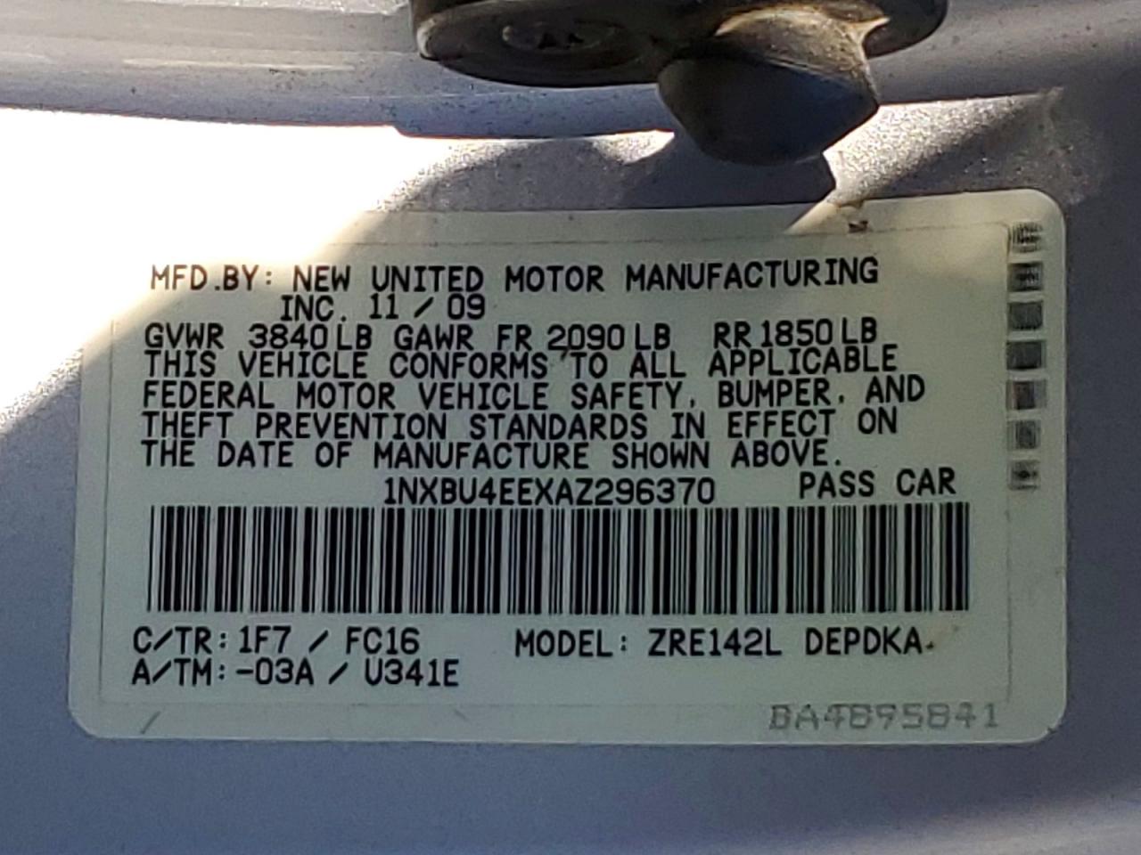 2010 Toyota Corolla Le Silver vin: 1NXBU4EEXAZ296370