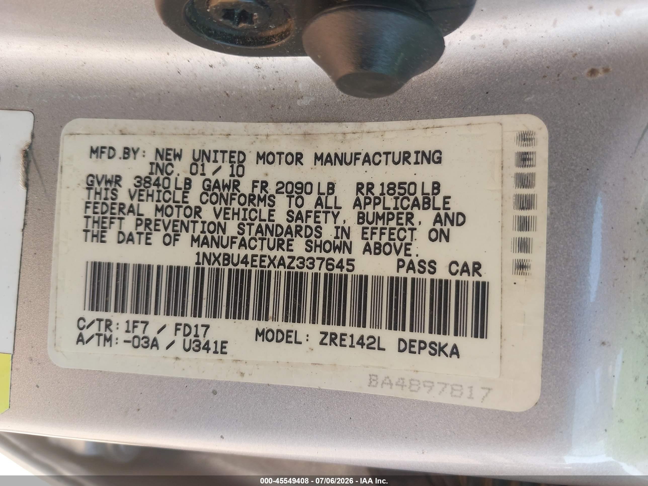 2010 Toyota Corolla S Silver vin: 1NXBU4EEXAZ337645