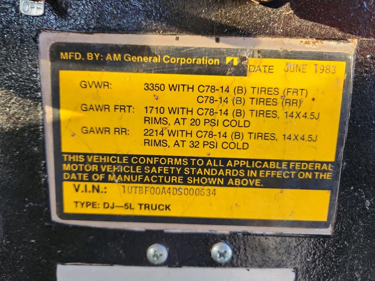 1983 Jeep Dj5/cj5 2d 4x4 Silver vin: 1UTBF00A4DS000634