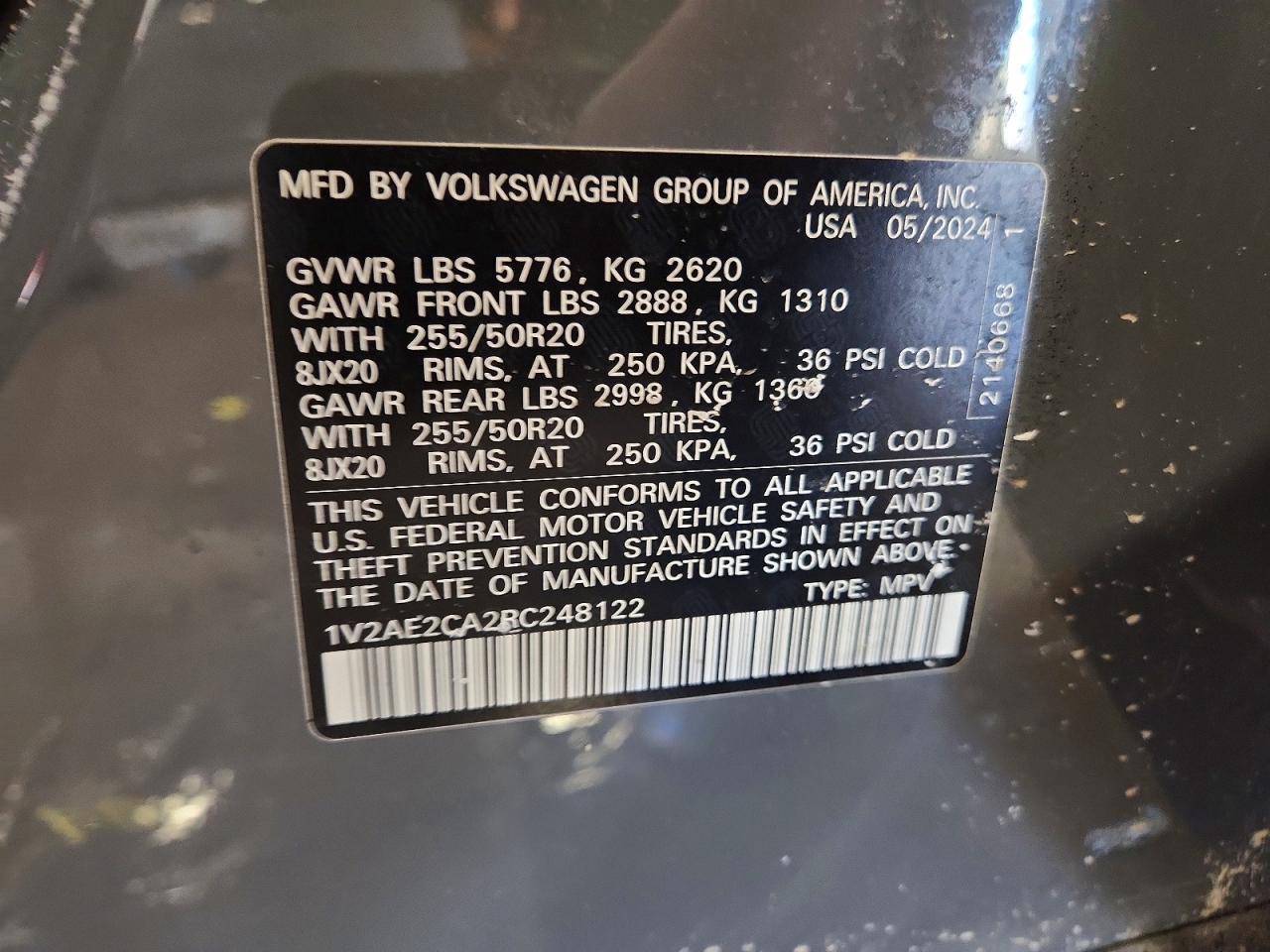 2024 Volkswagen Atlas Cross Sport Sel R-line Gray vin: 1V2AE2CA2RC248122