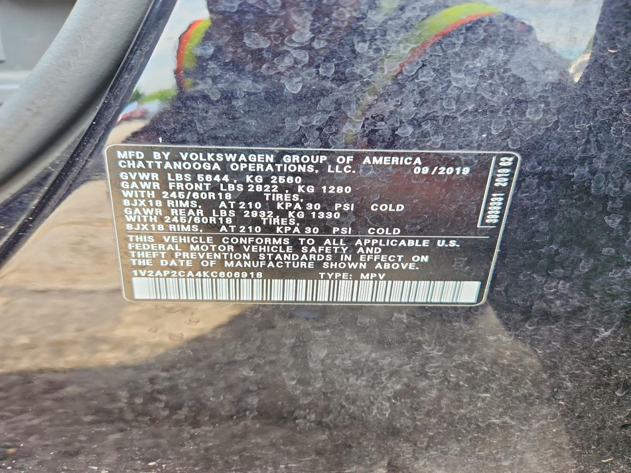 2019 Volkswagen Atlas S Черный vin: 1V2AP2CA4KC606918