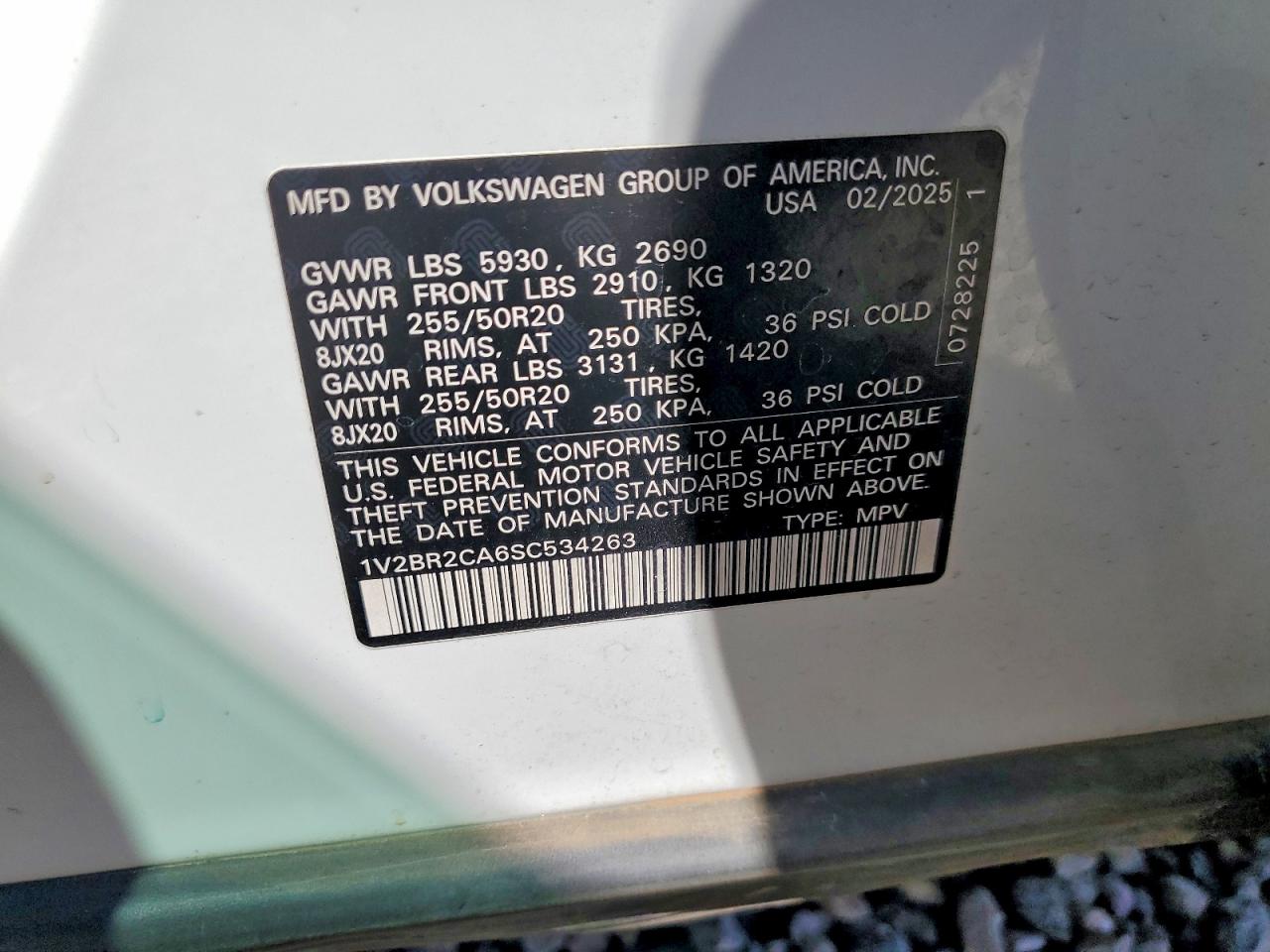 2025 Volkswagen Atlas Sel Белый vin: 1V2BR2CA6SC534263