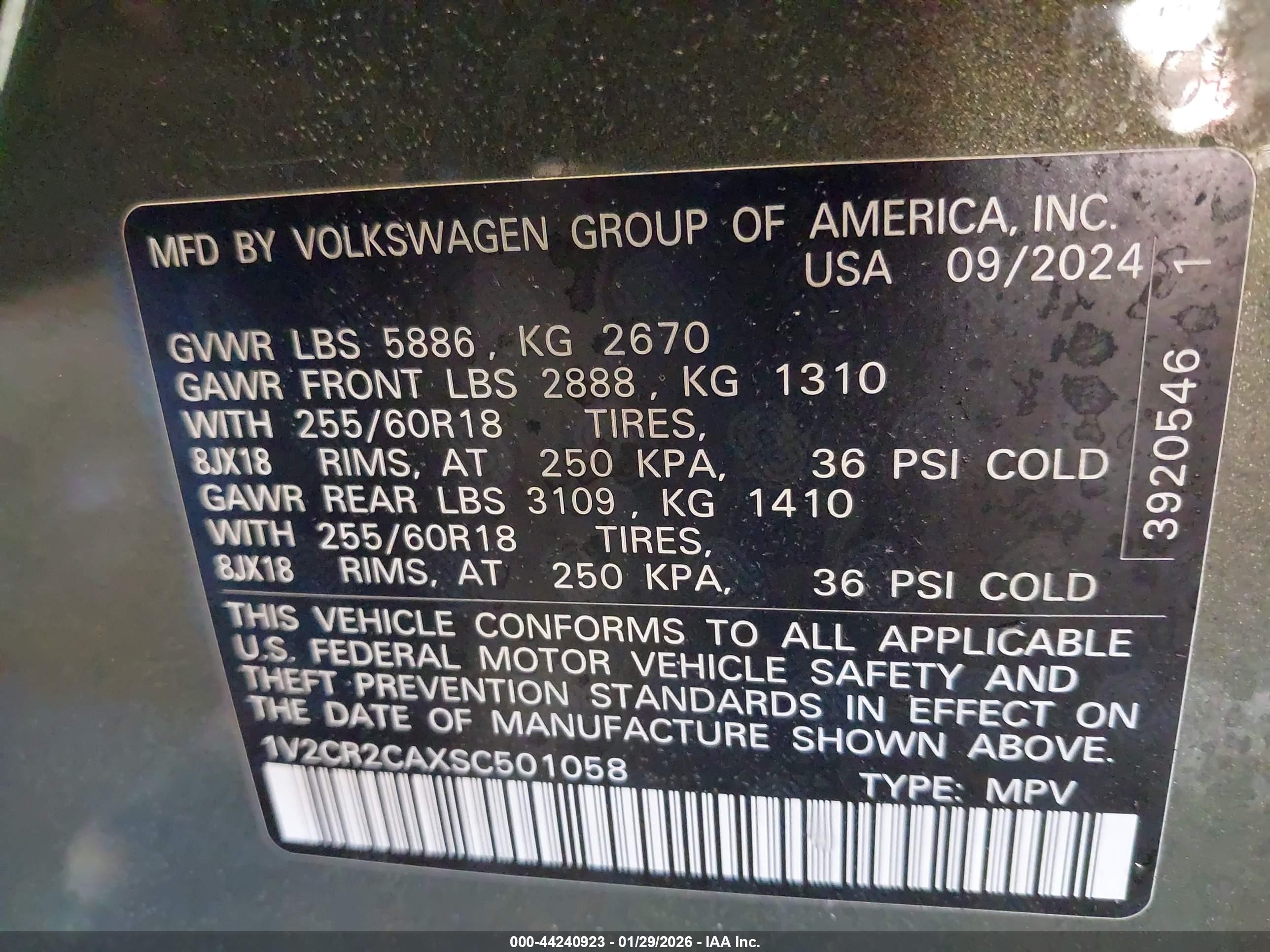 2025 Volkswagen Atlas 2.0t Peak Edition Green vin: 1V2CR2CAXSC501058