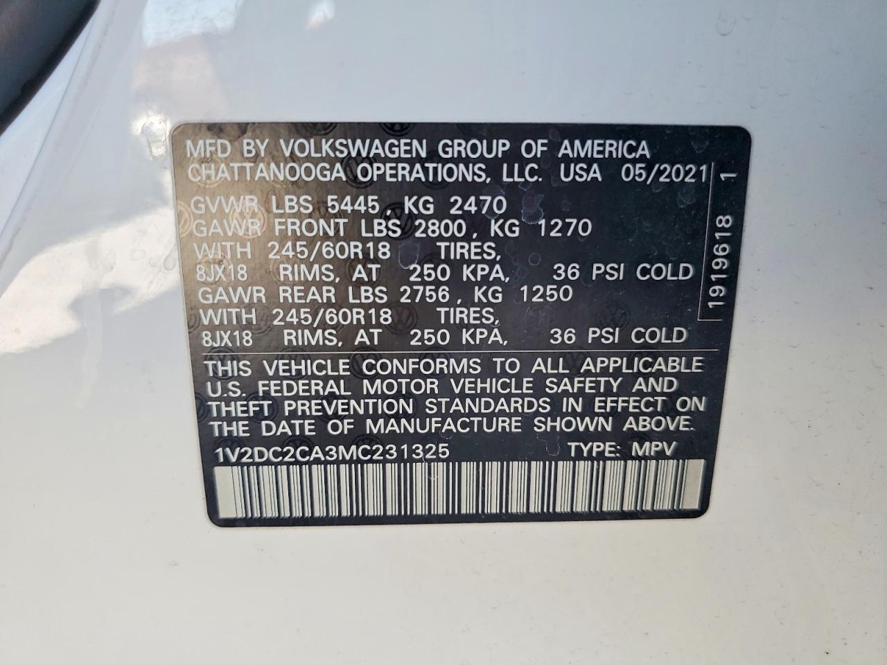 2021 Volkswagen Atlas Cross Sport Se White vin: 1V2DC2CA3MC231325