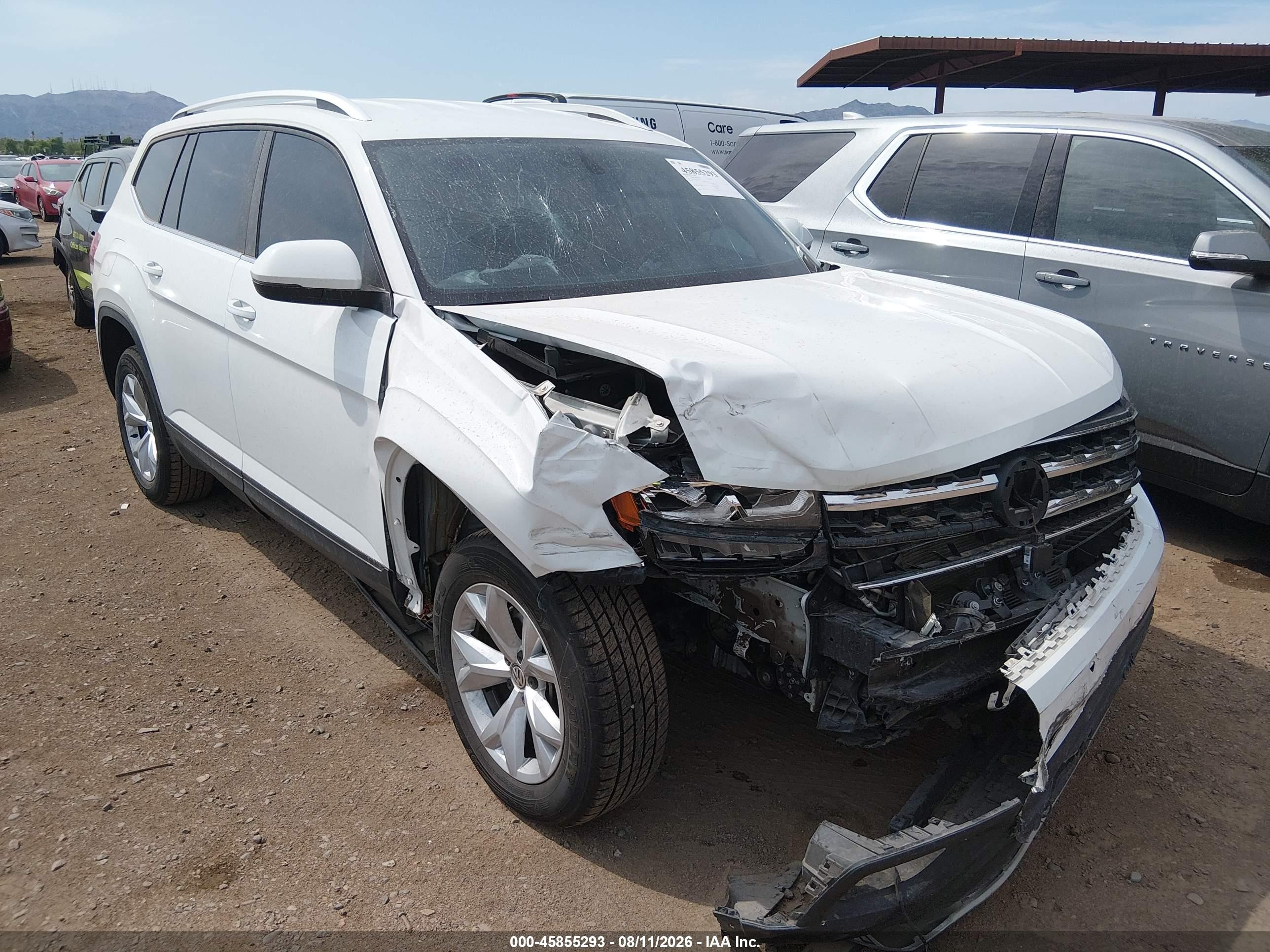 2019 Volkswagen Atlas 3.6l V6 Se White vin: 1V2DR2CA5KC594222