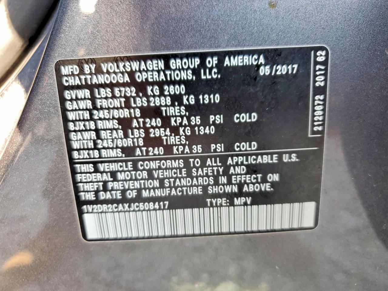 2018 Volkswagen Atlas Se Gray vin: 1V2DR2CAXJC508417