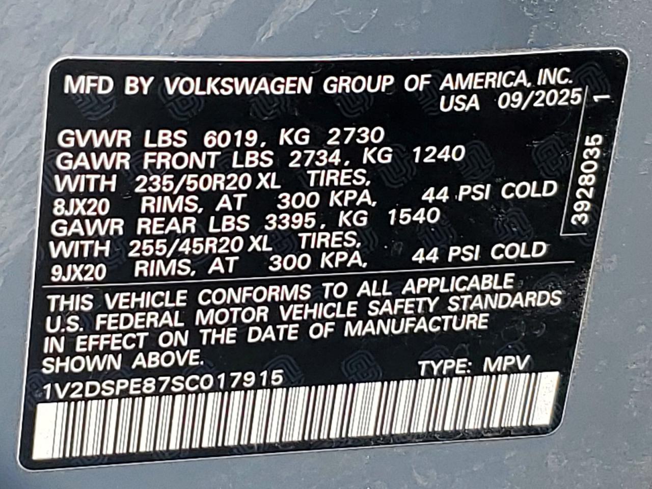 2025 Volkswagen Id.4 Pro Gray vin: 1V2DSPE87SC017915