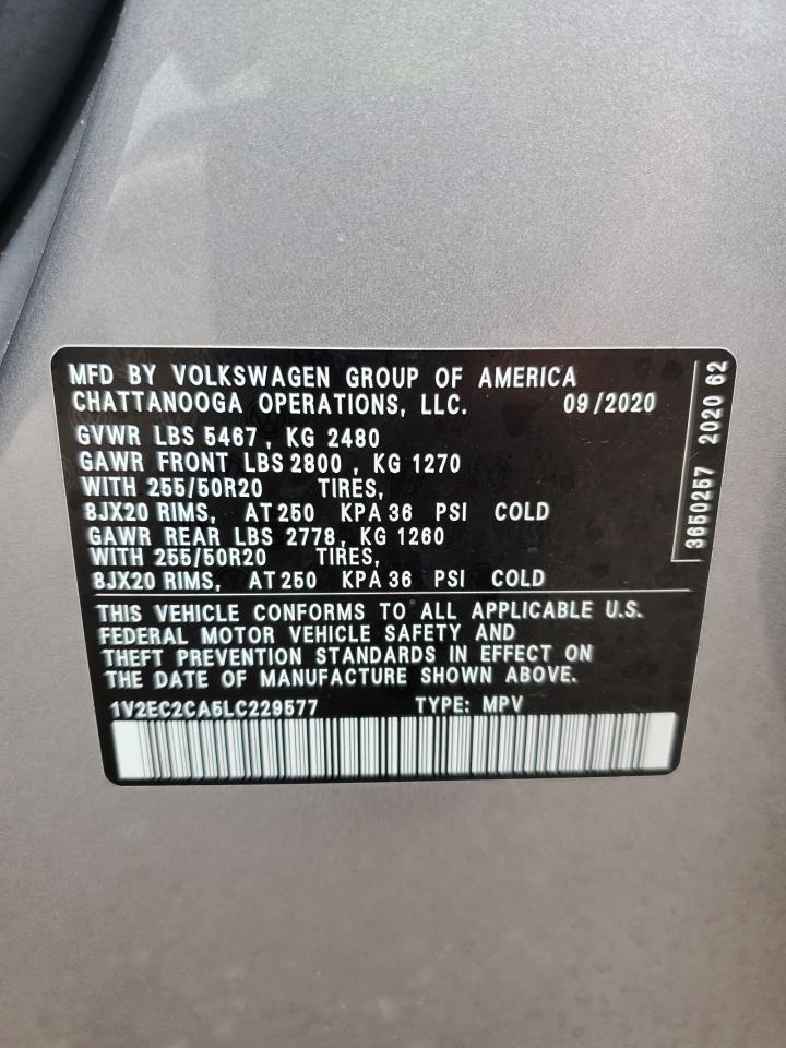 2020 Volkswagen Atlas Cross Sport Sel Silver vin: 1V2EC2CA5LC229577
