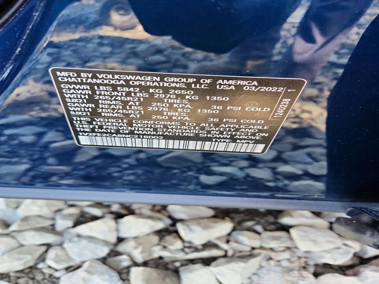 2022 Volkswagen Atlas Cross Sport Sel Premium R-line Blue vin: 1V2FE2CA8NC216002