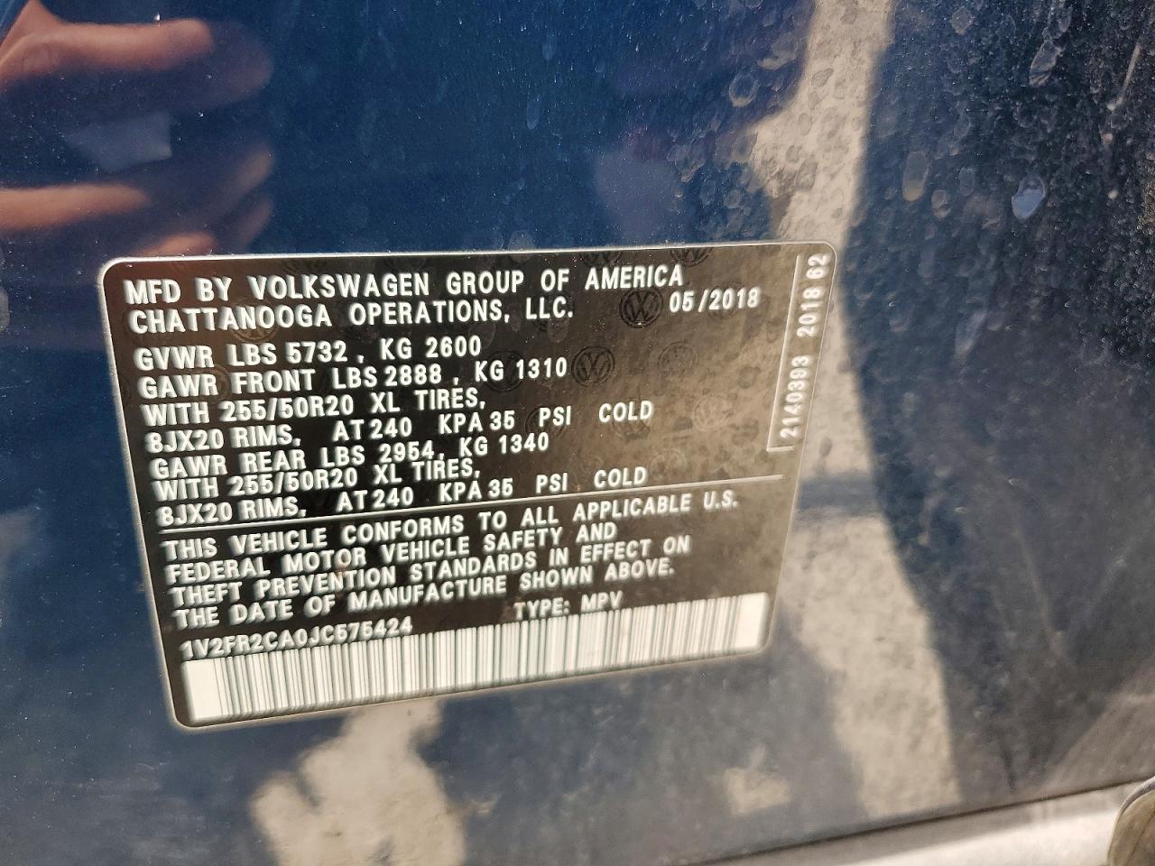 2018 Volkswagen Atlas Se Blue vin: 1V2FR2CA0JC575424