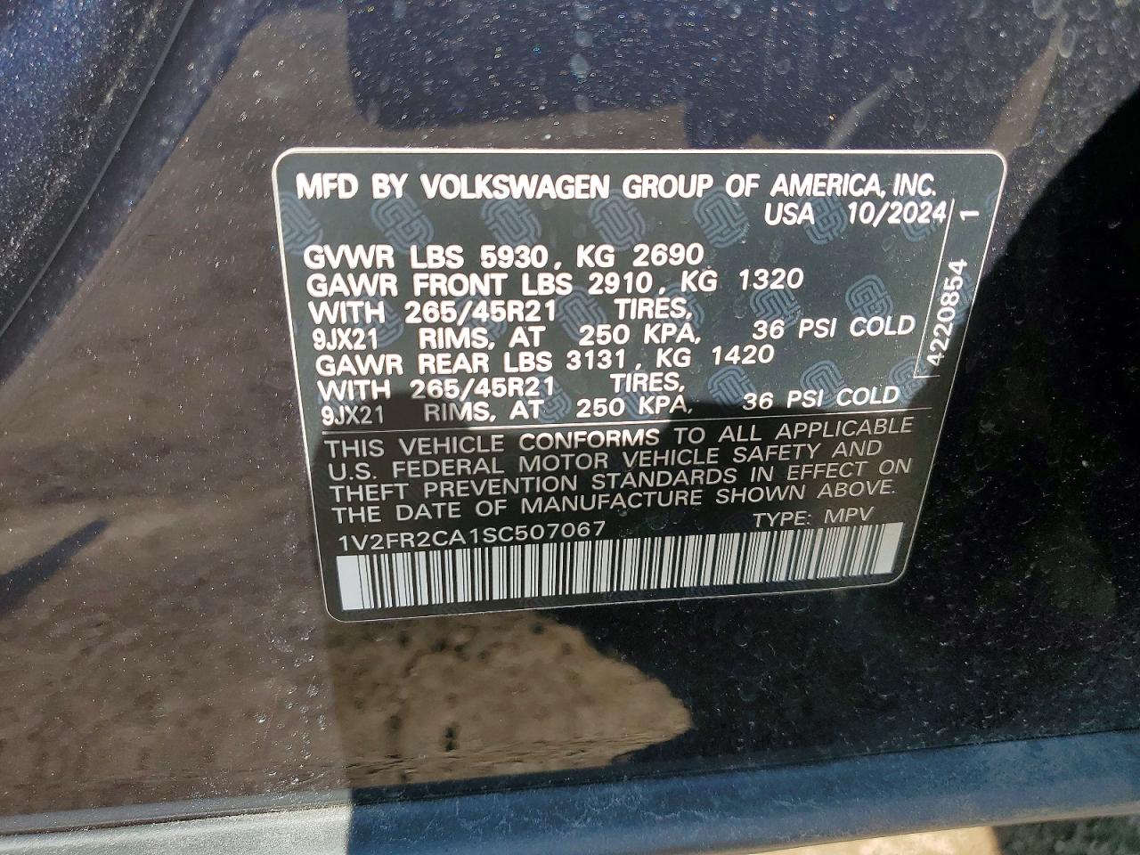 2025 Volkswagen Atlas Sel Premium R-line Black vin: 1V2FR2CA1SC507067