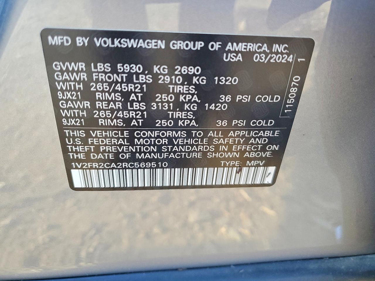 2024 Volkswagen Atlas Sel Premium R-line Silver vin: 1V2FR2CA2RC569510