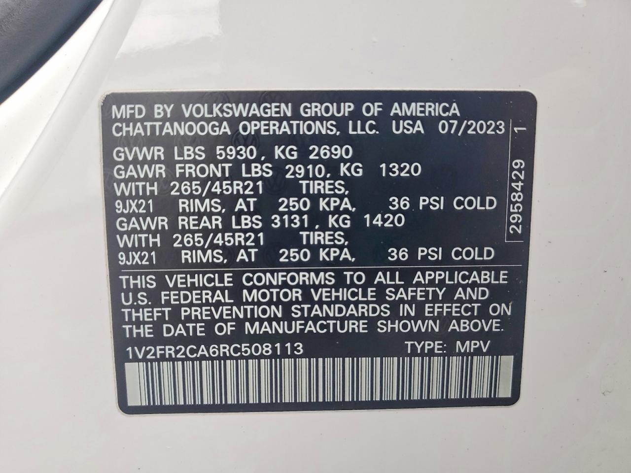 2024 Volkswagen Atlas Sel Premium R-line White vin: 1V2FR2CA6RC508113