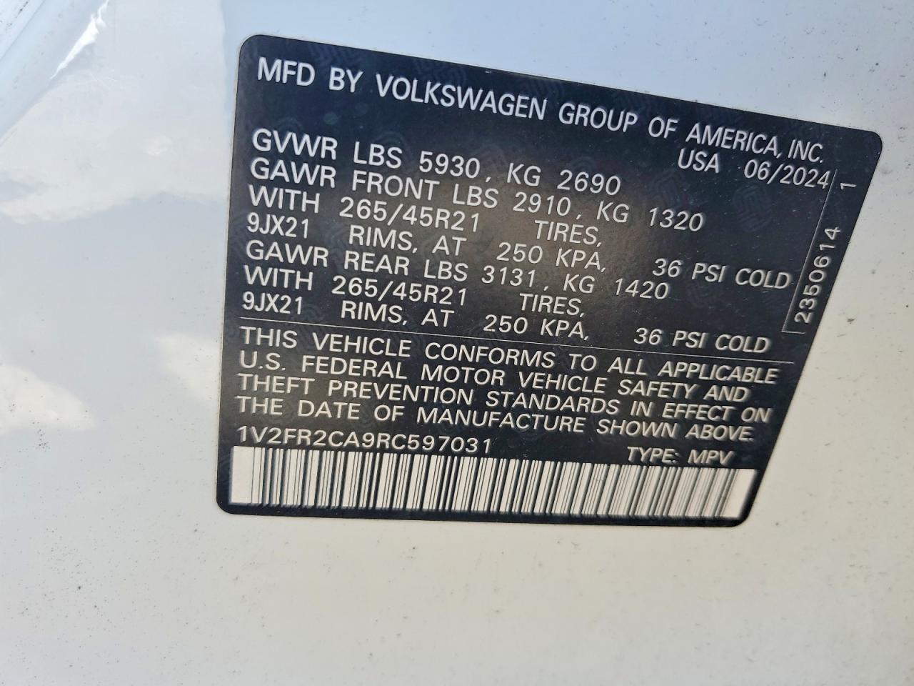 2024 Volkswagen Atlas Sel Premium R-line White vin: 1V2FR2CA9RC597031