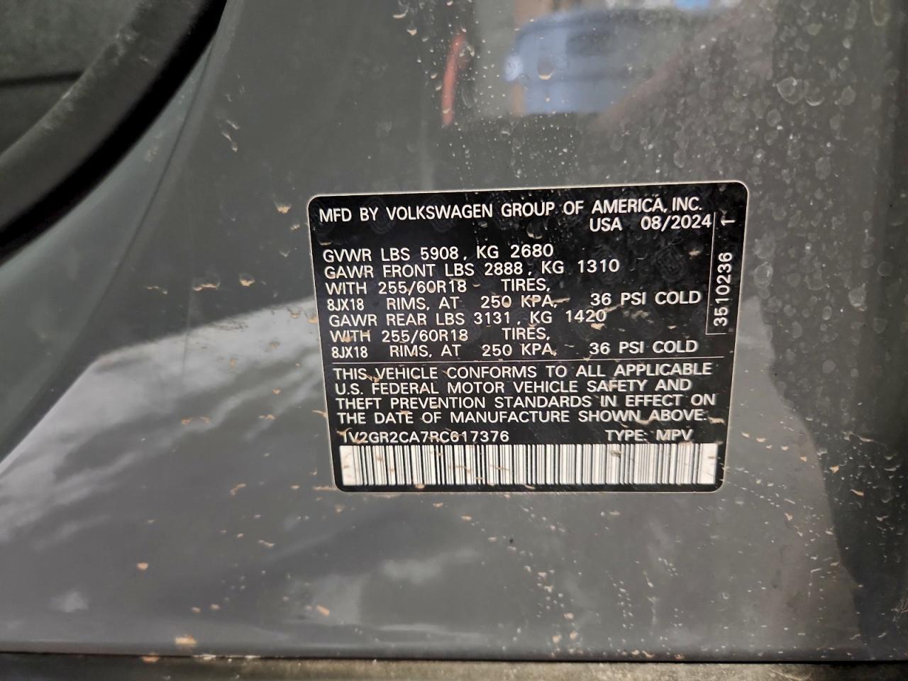 2024 Volkswagen Atlas Peak Edition Sel Gray vin: 1V2GR2CA7RC617376