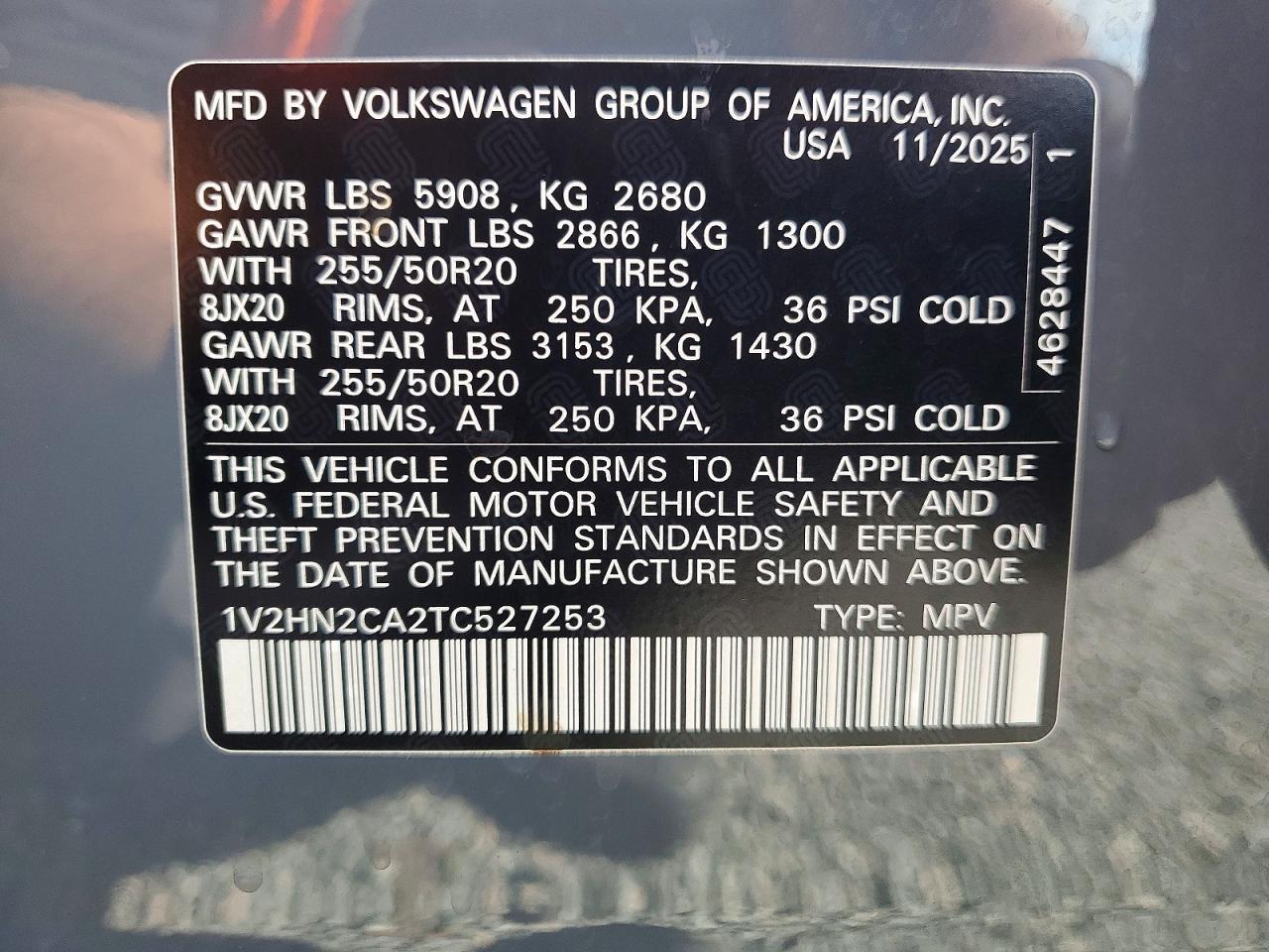 2026 Volkswagen Atlas Se Gray vin: 1V2HN2CA2TC527253