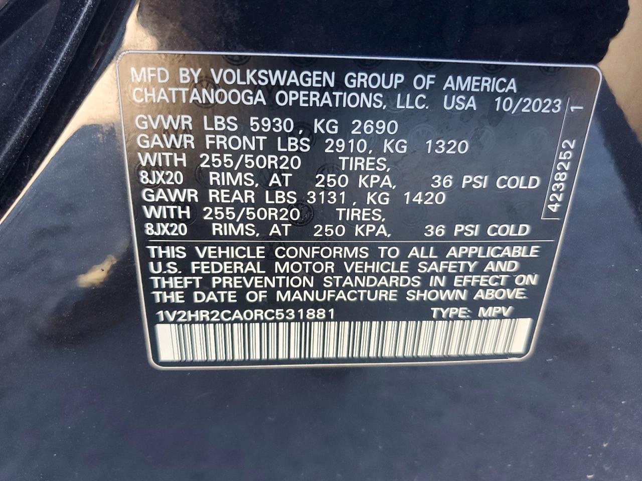 2024 Volkswagen Atlas Se Black vin: 1V2HR2CA0RC531881