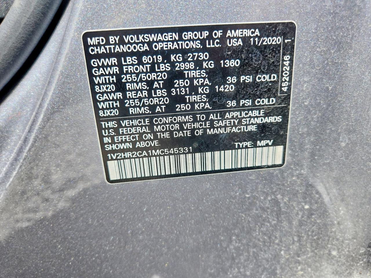 2021 Volkswagen Atlas Se Silver vin: 1V2HR2CA1MC545331