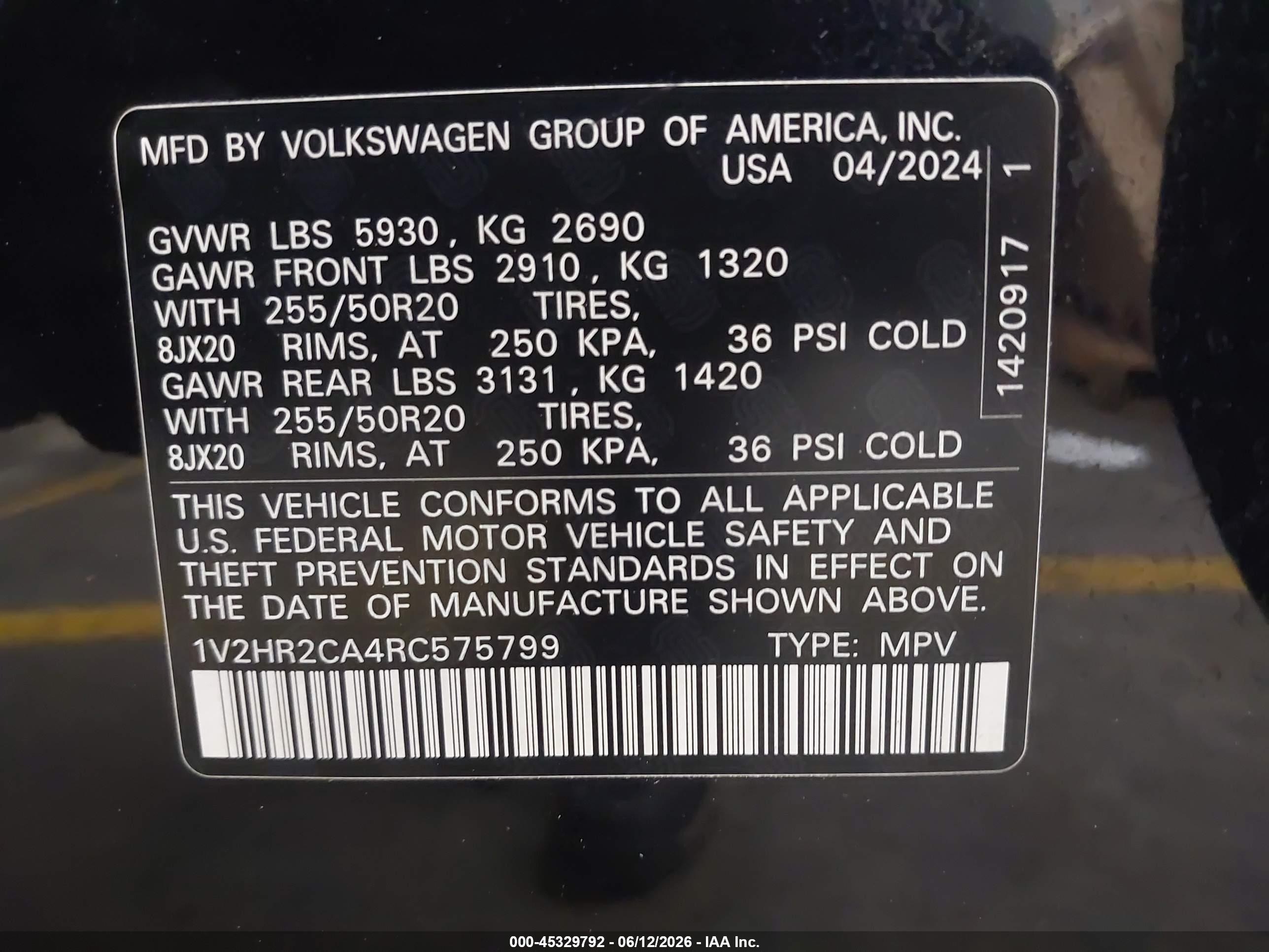 2024 Volkswagen Atlas 2.0t Se W/technology Black vin: 1V2HR2CA4RC575799