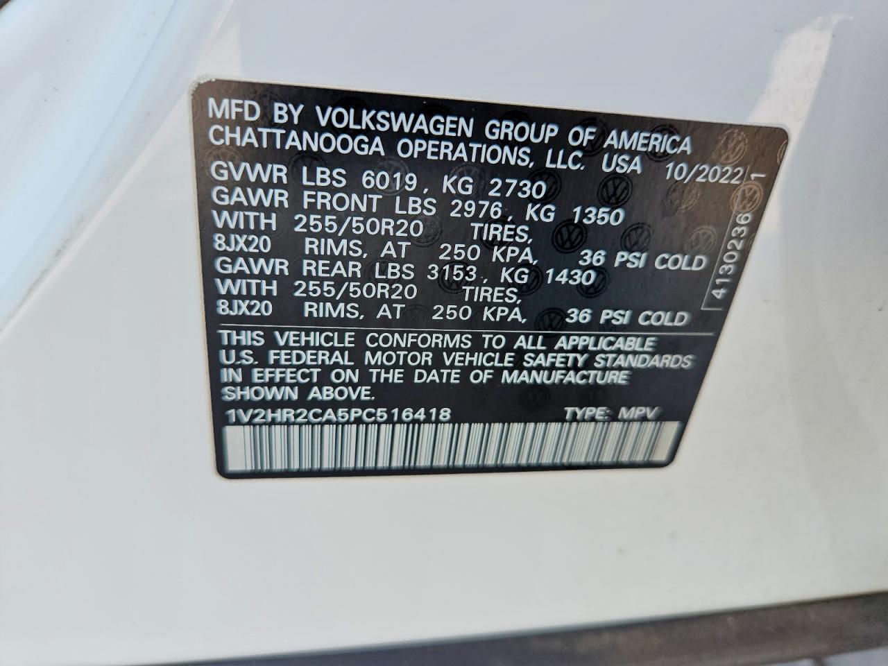 2023 Volkswagen Atlas Se White vin: 1V2HR2CA5PC516418