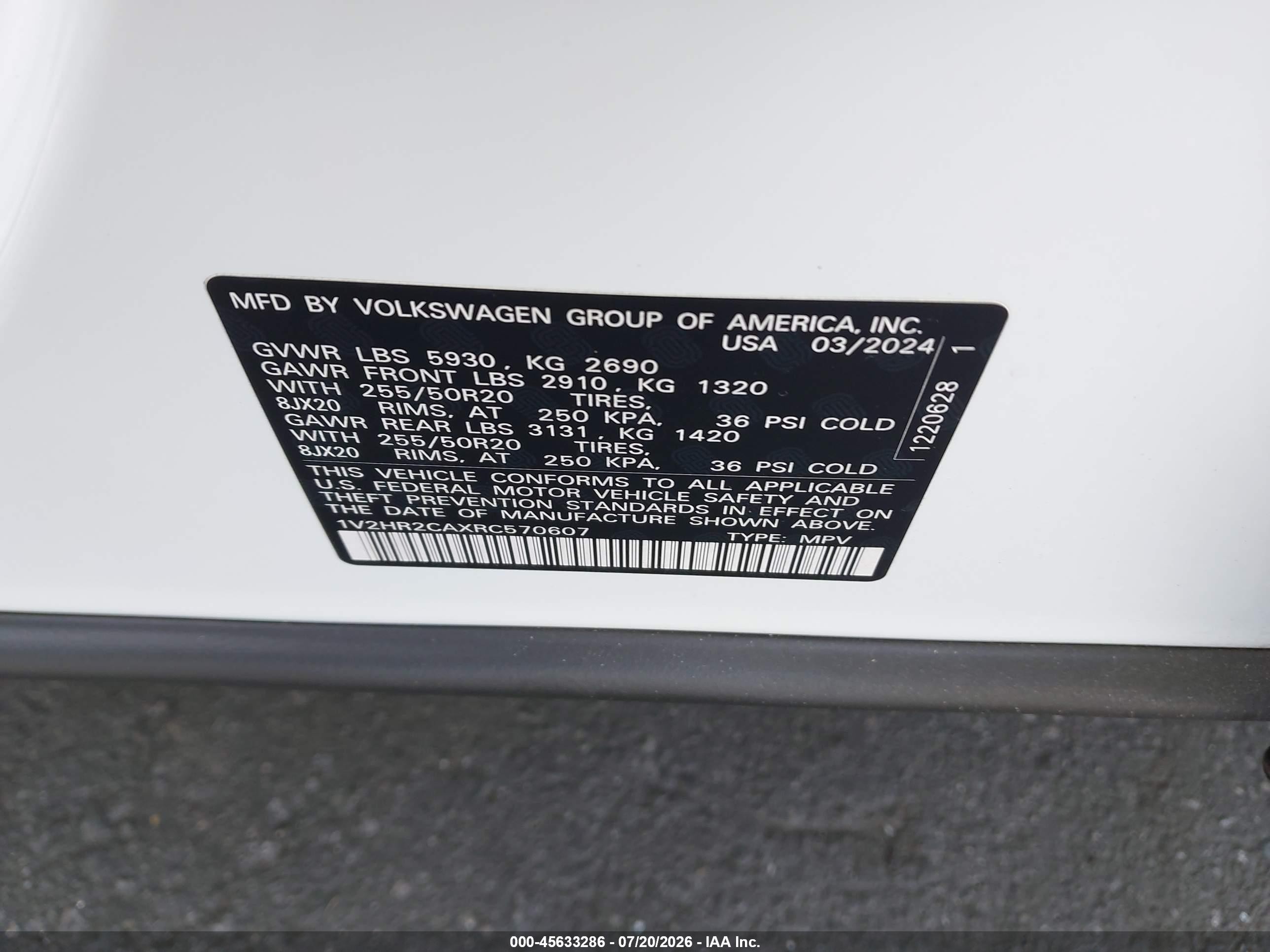 2024 Volkswagen Atlas 2.0t Se W/technology White vin: 1V2HR2CAXRC570607