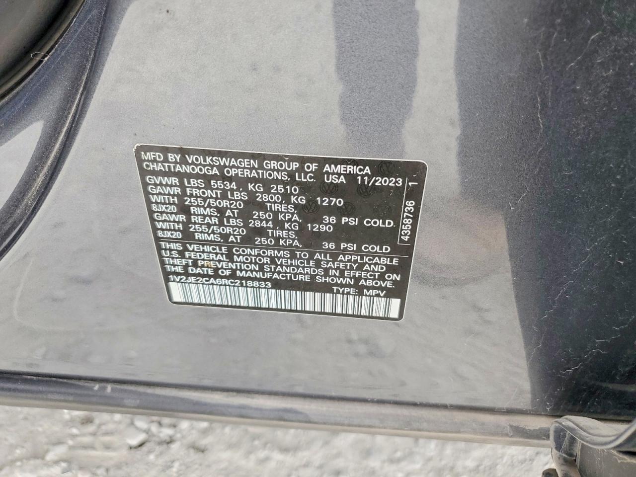 2024 Volkswagen Atlas Cross Sport Se Gray vin: 1V2JE2CA6RC218833