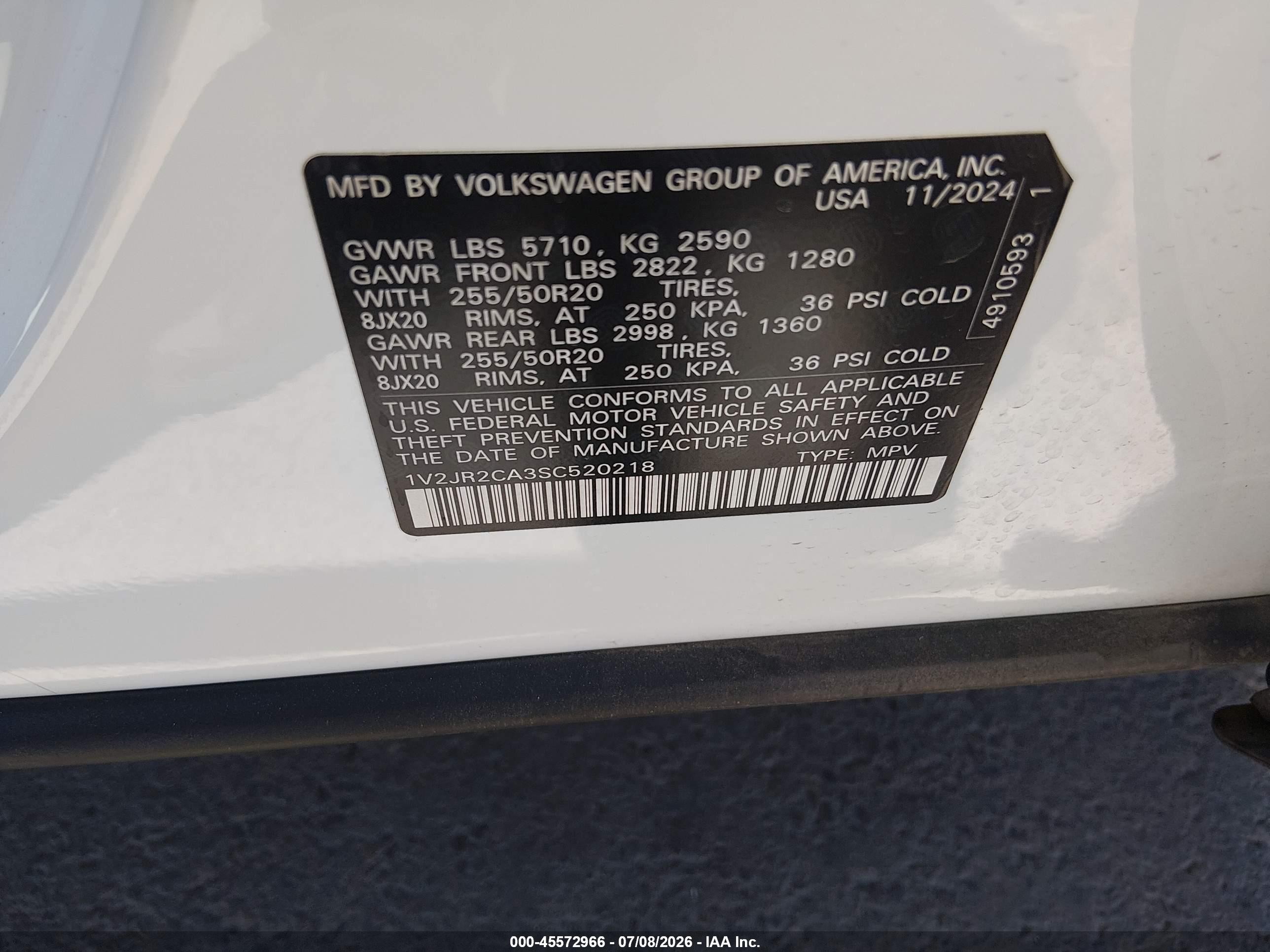 2025 Volkswagen Atlas 2.0t Se W/technology White vin: 1V2JR2CA3SC520218
